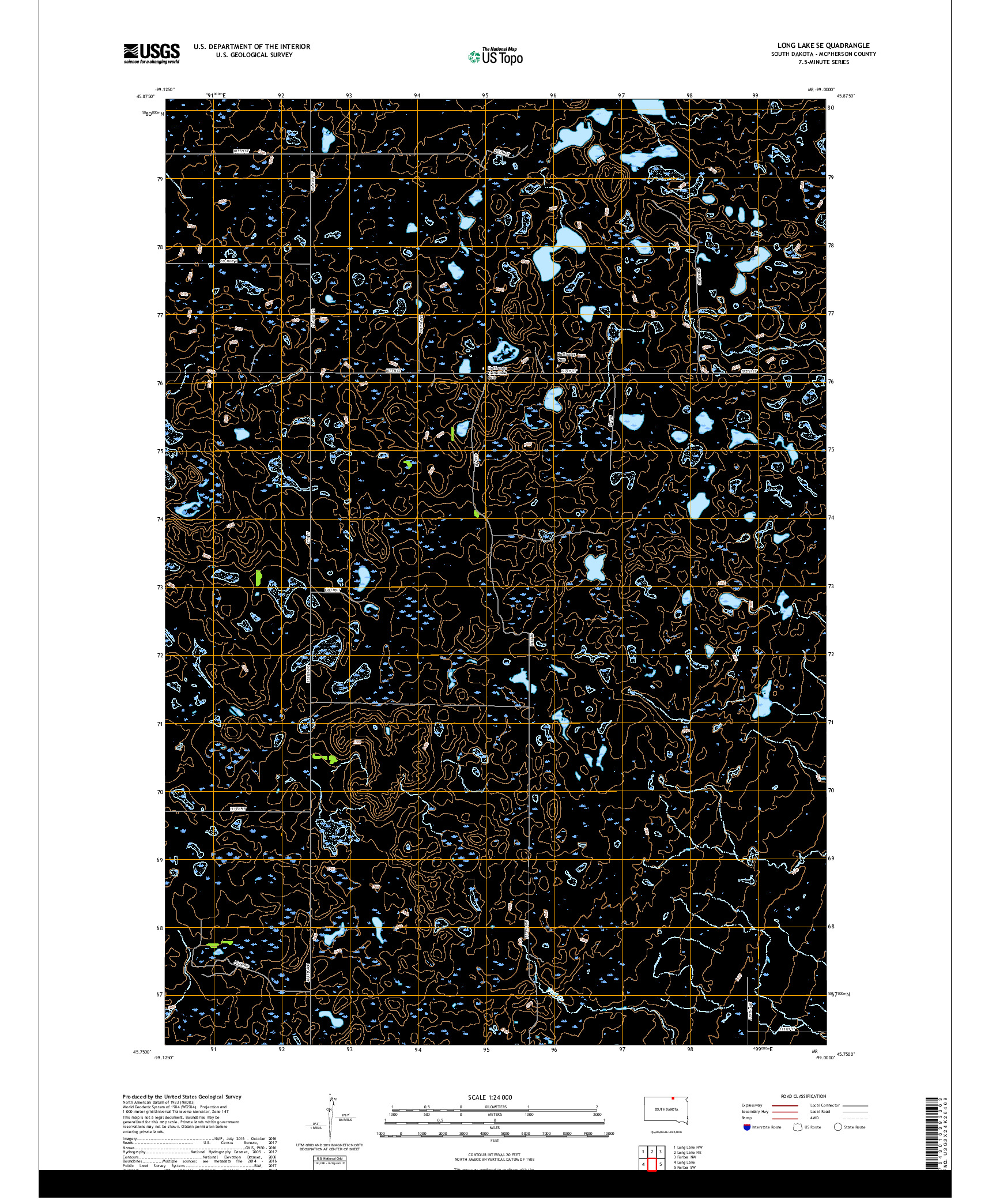 USGS US TOPO 7.5-MINUTE MAP FOR LONG LAKE SE, SD 2017