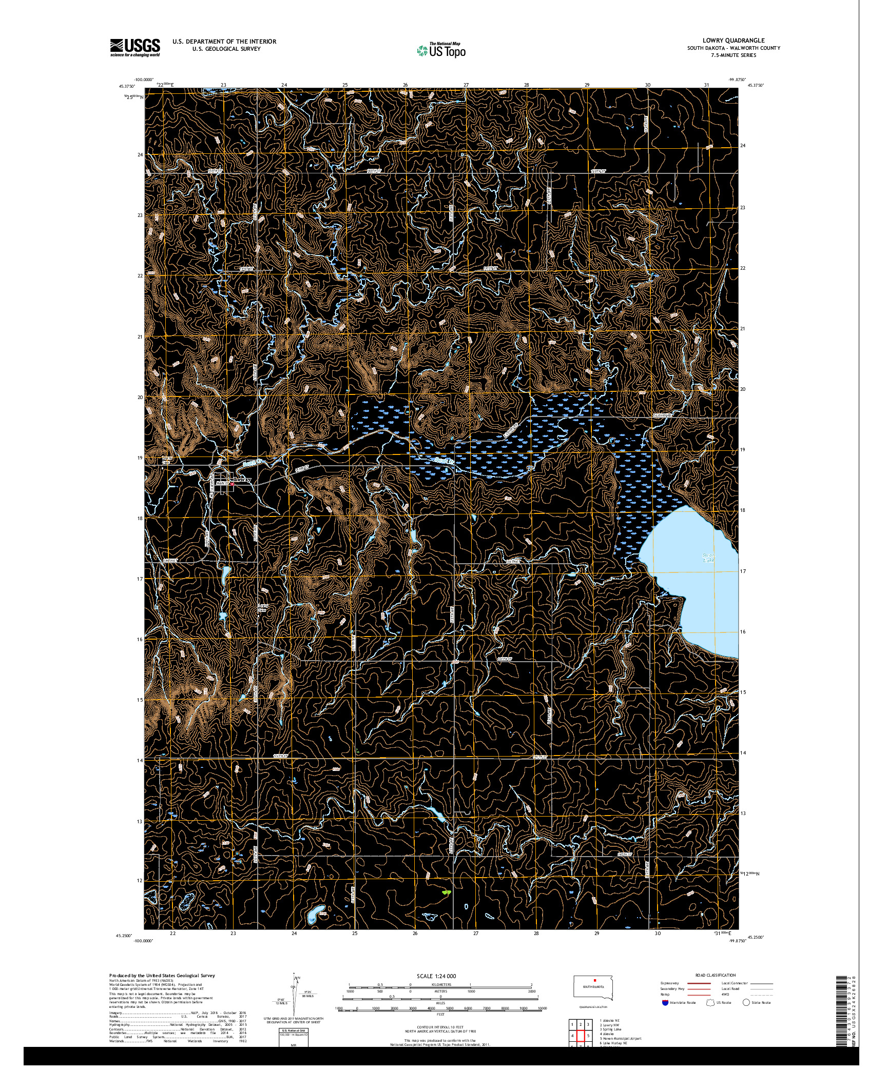 USGS US TOPO 7.5-MINUTE MAP FOR LOWRY, SD 2017