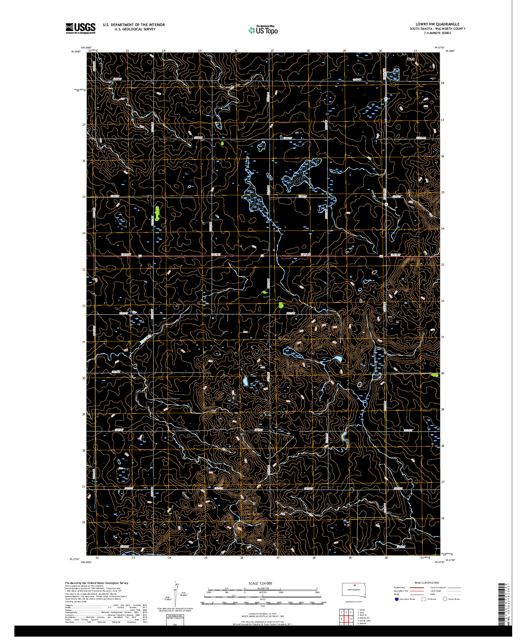 USGS US TOPO 7.5-MINUTE MAP FOR LOWRY NW, SD 2017