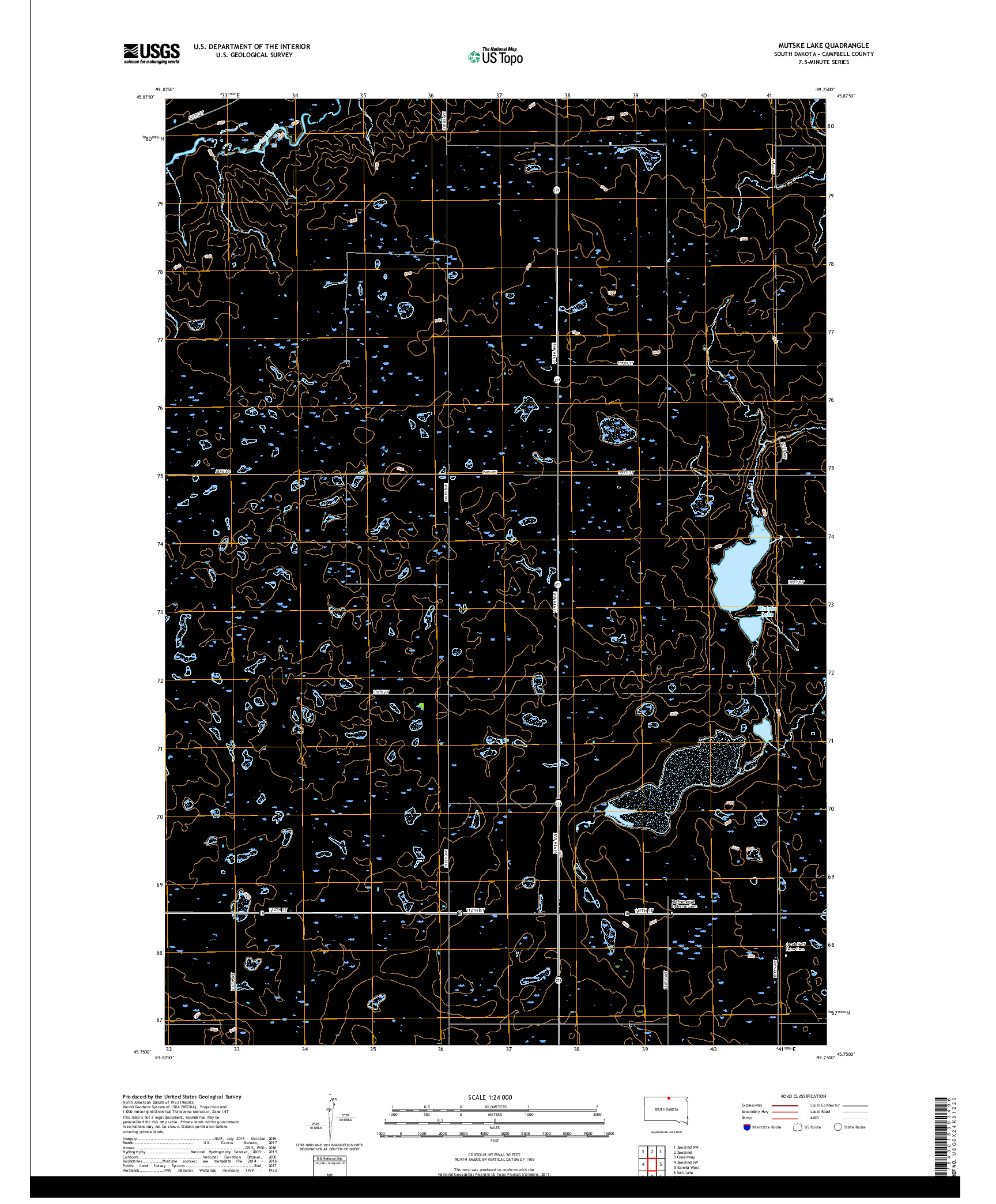 USGS US TOPO 7.5-MINUTE MAP FOR MUTSKE LAKE, SD 2017