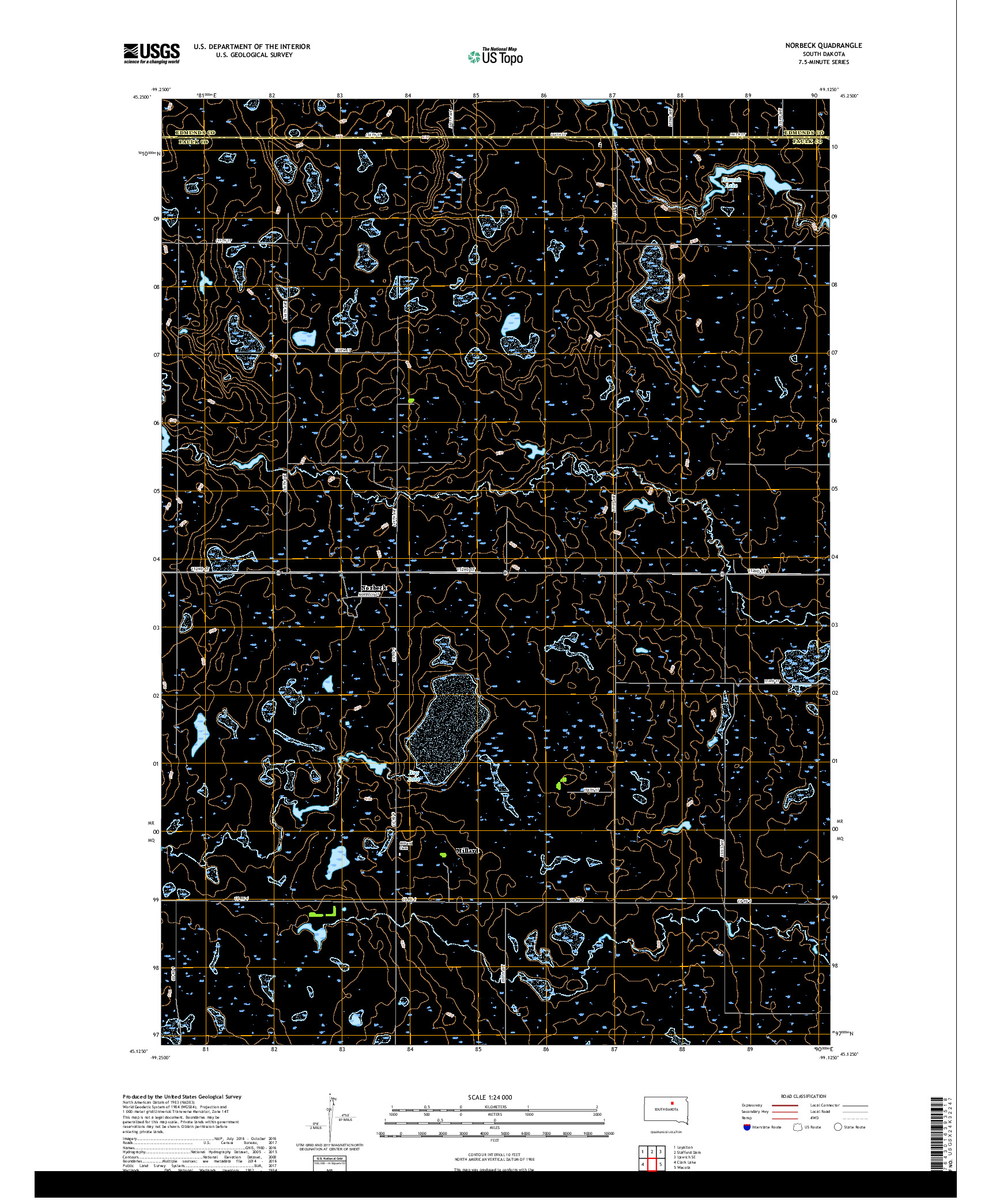 USGS US TOPO 7.5-MINUTE MAP FOR NORBECK, SD 2017