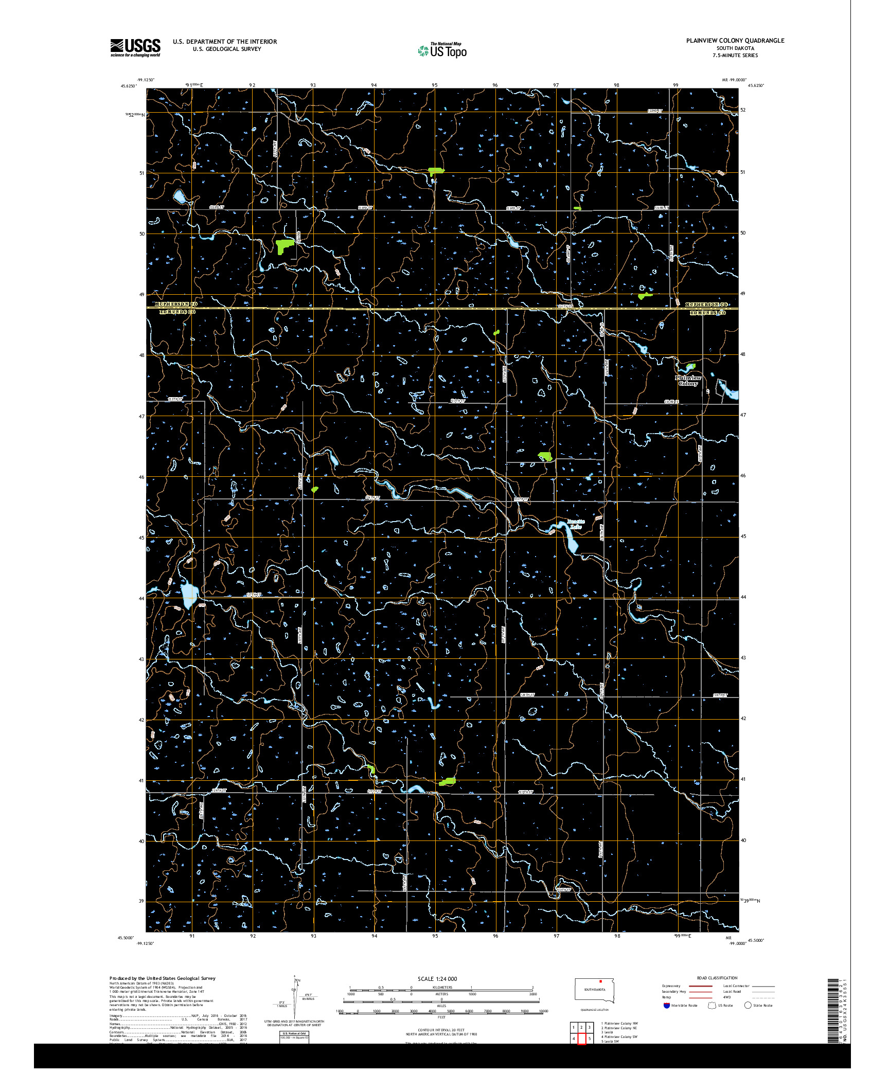 USGS US TOPO 7.5-MINUTE MAP FOR PLAINVIEW COLONY, SD 2017