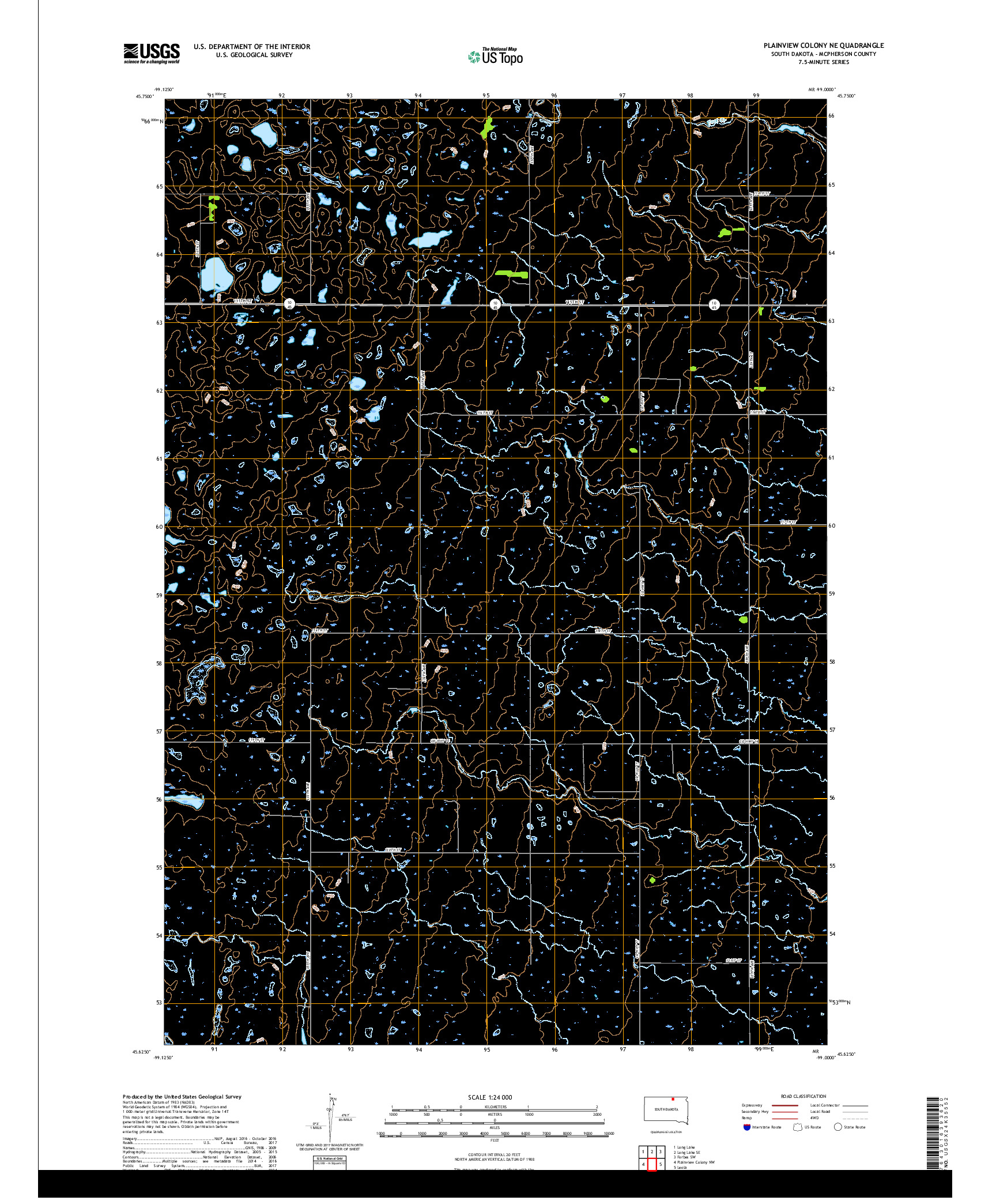 USGS US TOPO 7.5-MINUTE MAP FOR PLAINVIEW COLONY NE, SD 2017