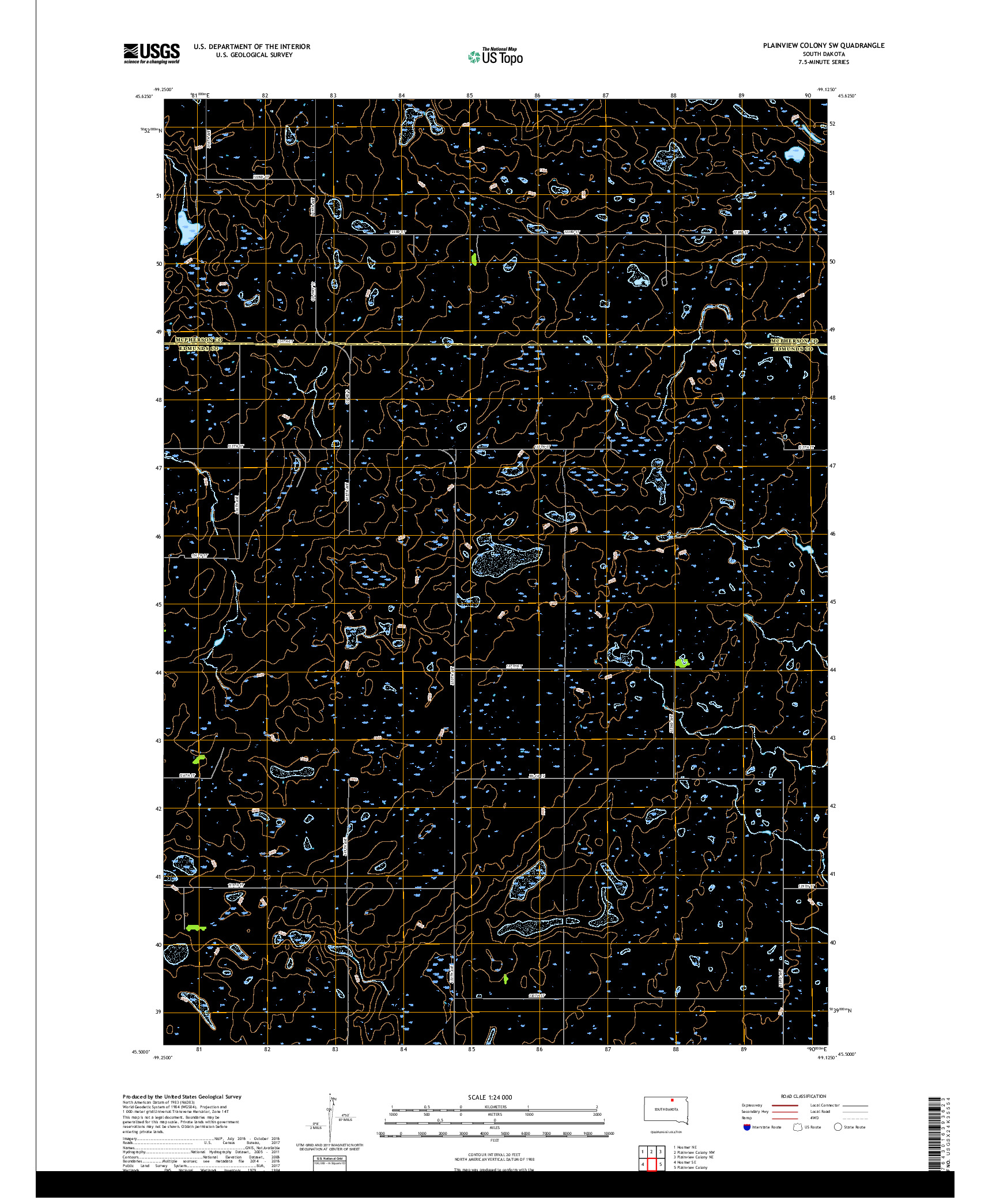 USGS US TOPO 7.5-MINUTE MAP FOR PLAINVIEW COLONY SW, SD 2017