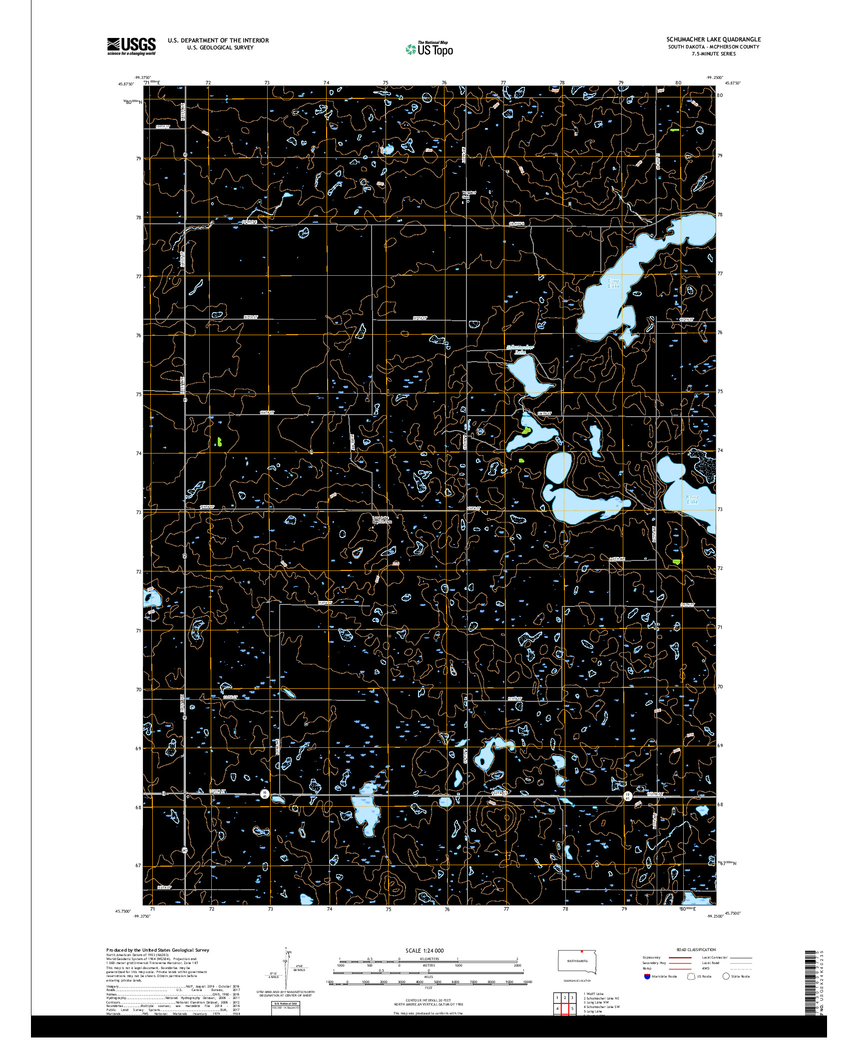 USGS US TOPO 7.5-MINUTE MAP FOR SCHUMACHER LAKE, SD 2017