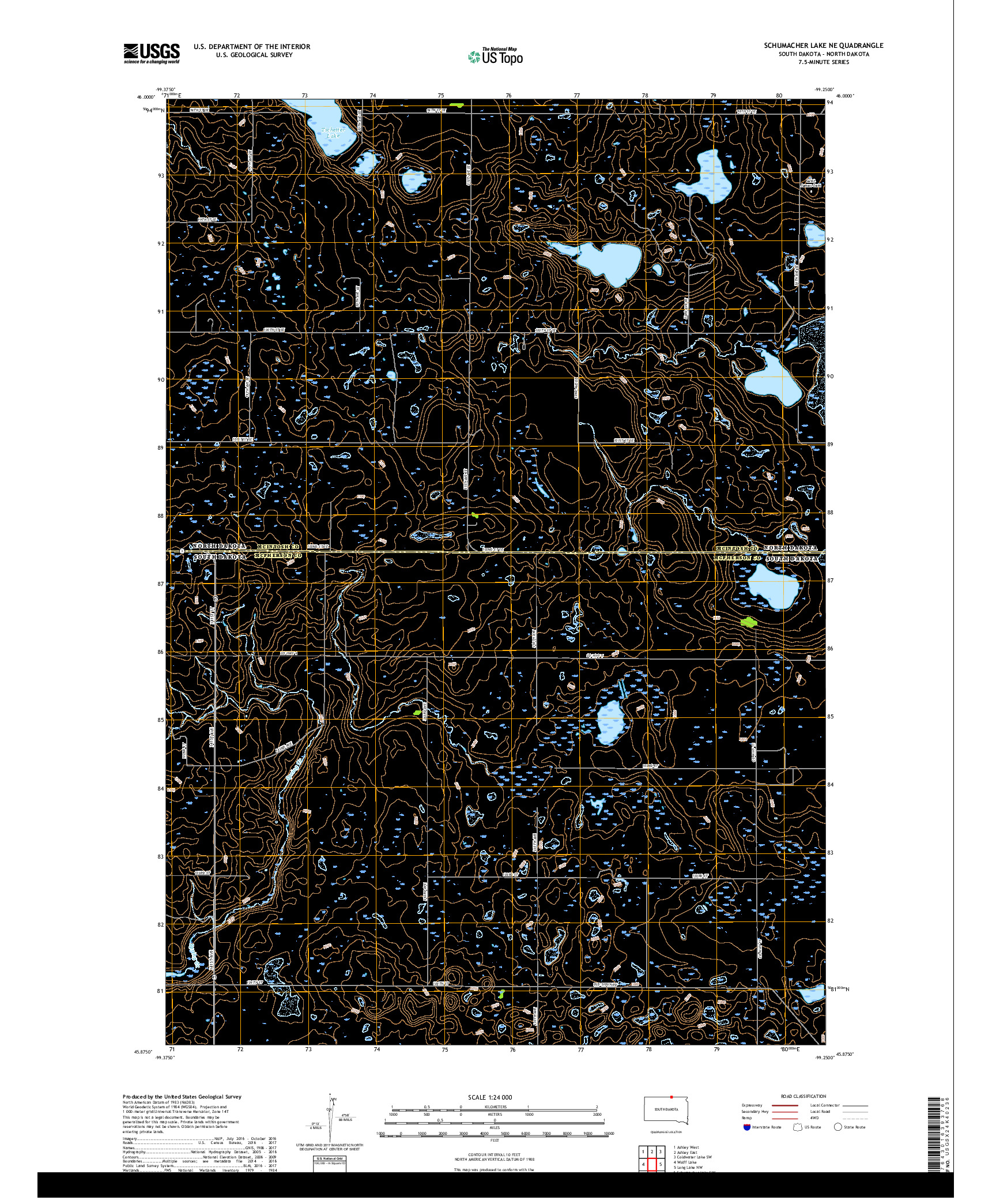 USGS US TOPO 7.5-MINUTE MAP FOR SCHUMACHER LAKE NE, SD,ND 2017