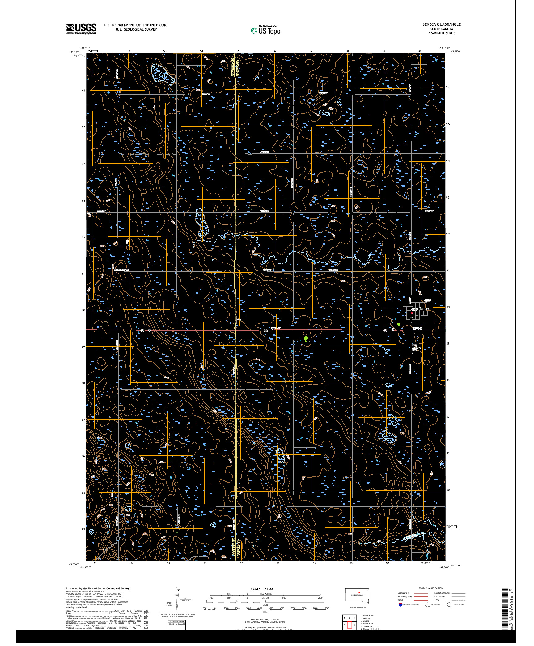 USGS US TOPO 7.5-MINUTE MAP FOR SENECA, SD 2017