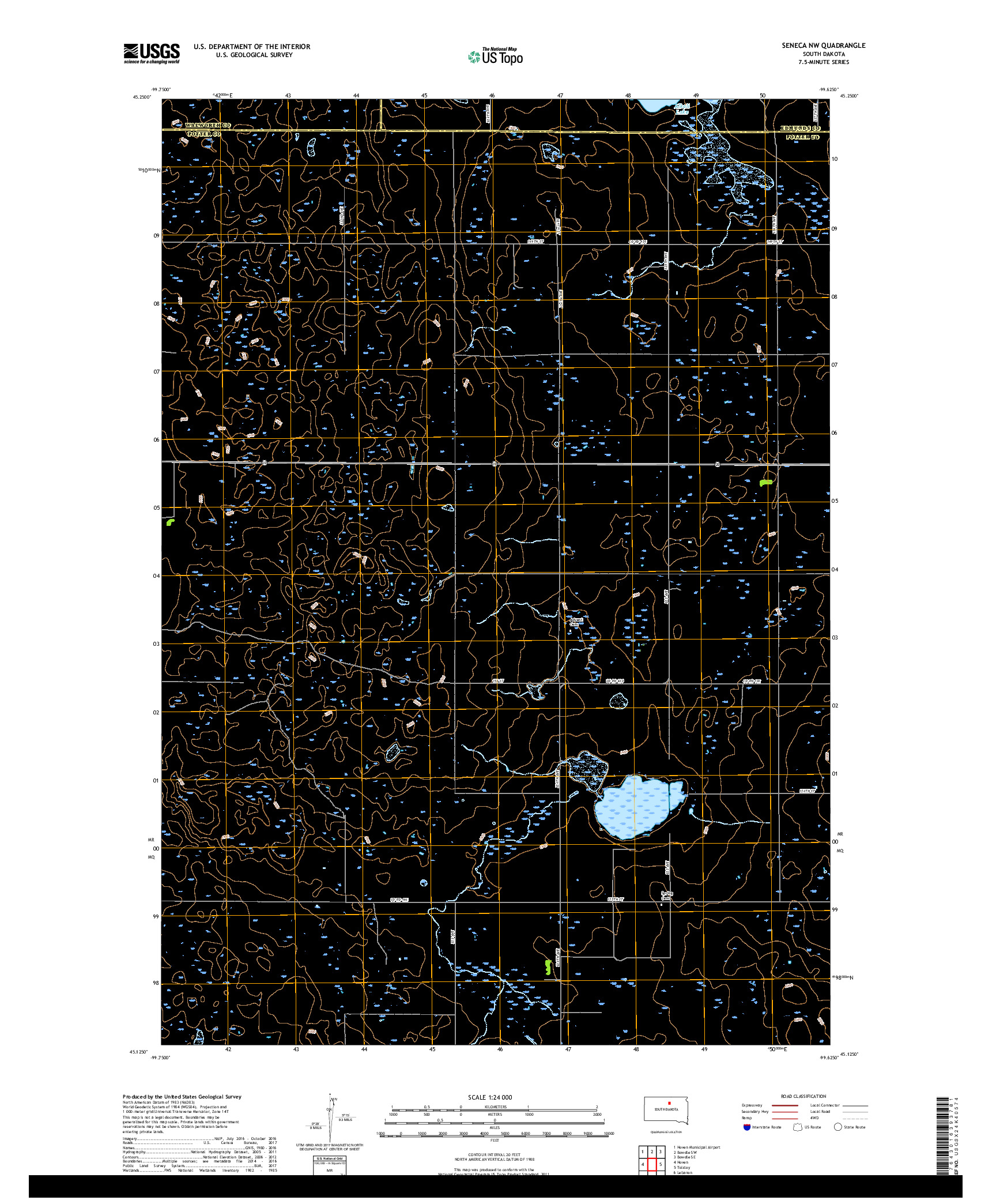 USGS US TOPO 7.5-MINUTE MAP FOR SENECA NW, SD 2017