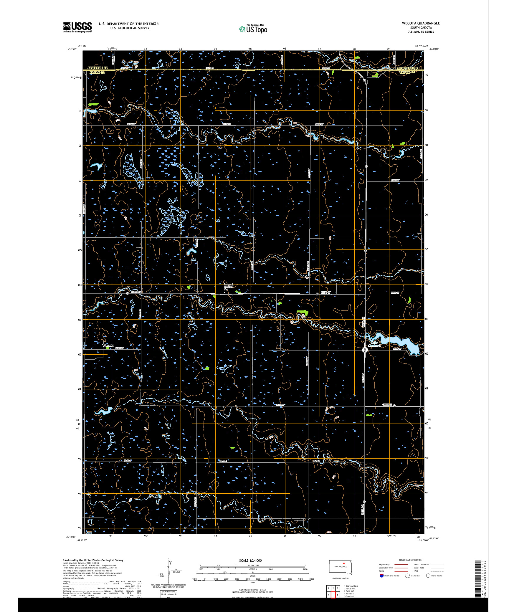 USGS US TOPO 7.5-MINUTE MAP FOR WECOTA, SD 2017