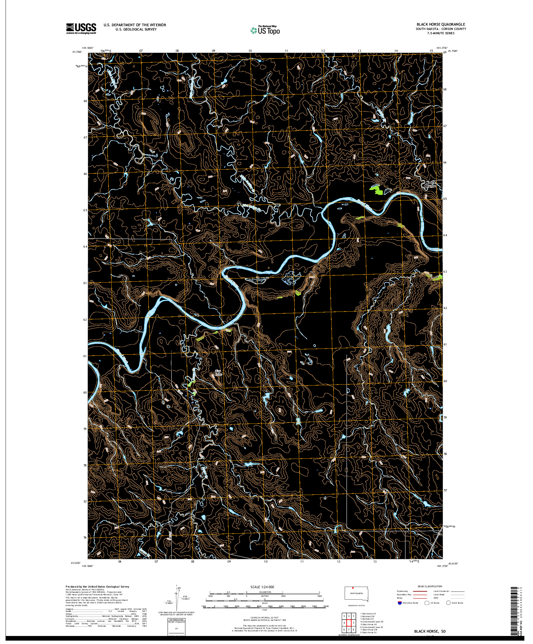 USGS US TOPO 7.5-MINUTE MAP FOR BLACK HORSE, SD 2017