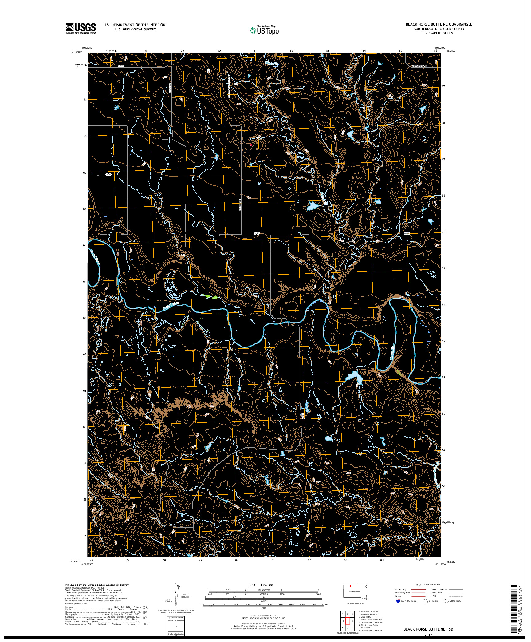 USGS US TOPO 7.5-MINUTE MAP FOR BLACK HORSE BUTTE NE, SD 2017