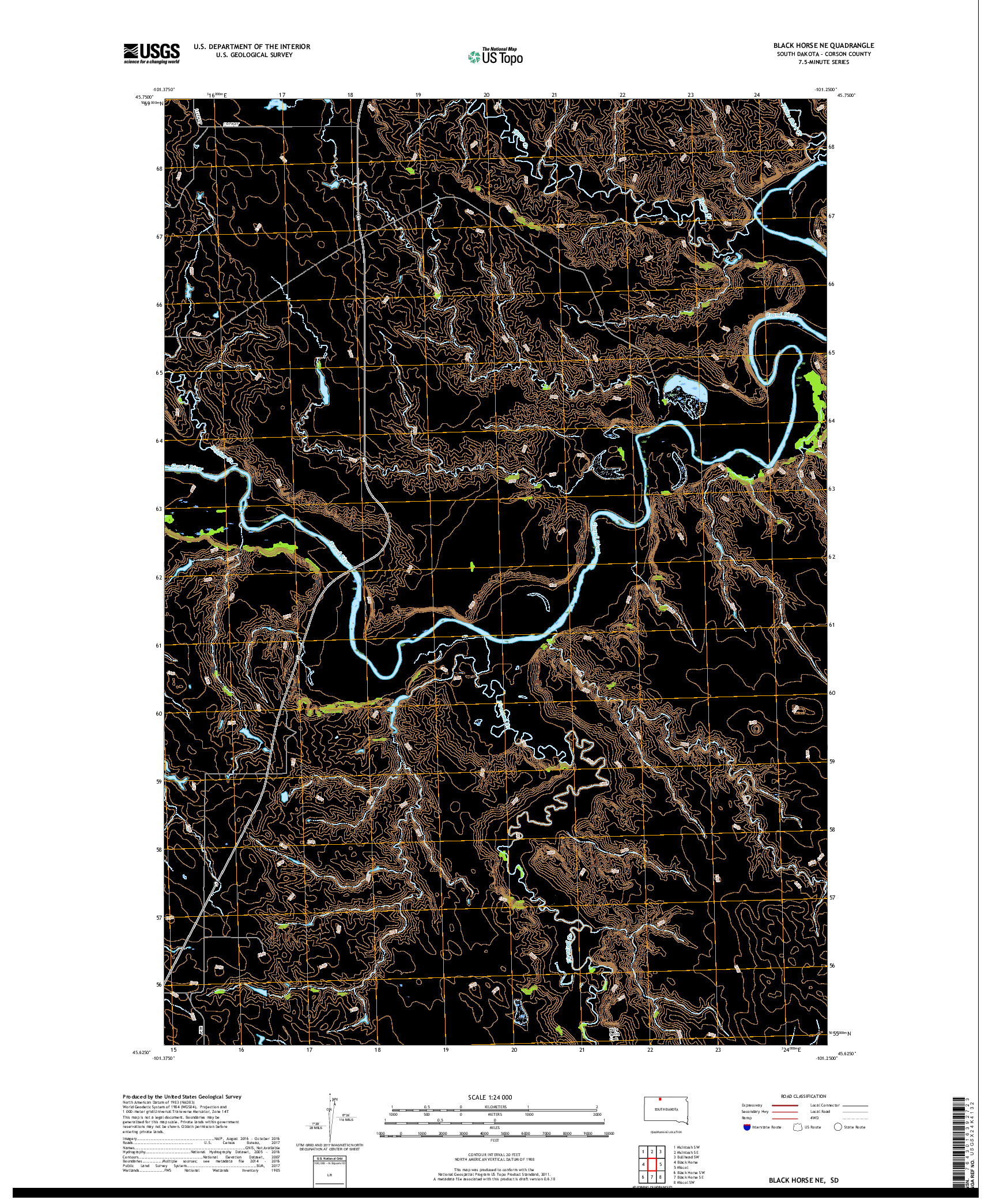 USGS US TOPO 7.5-MINUTE MAP FOR BLACK HORSE NE, SD 2017