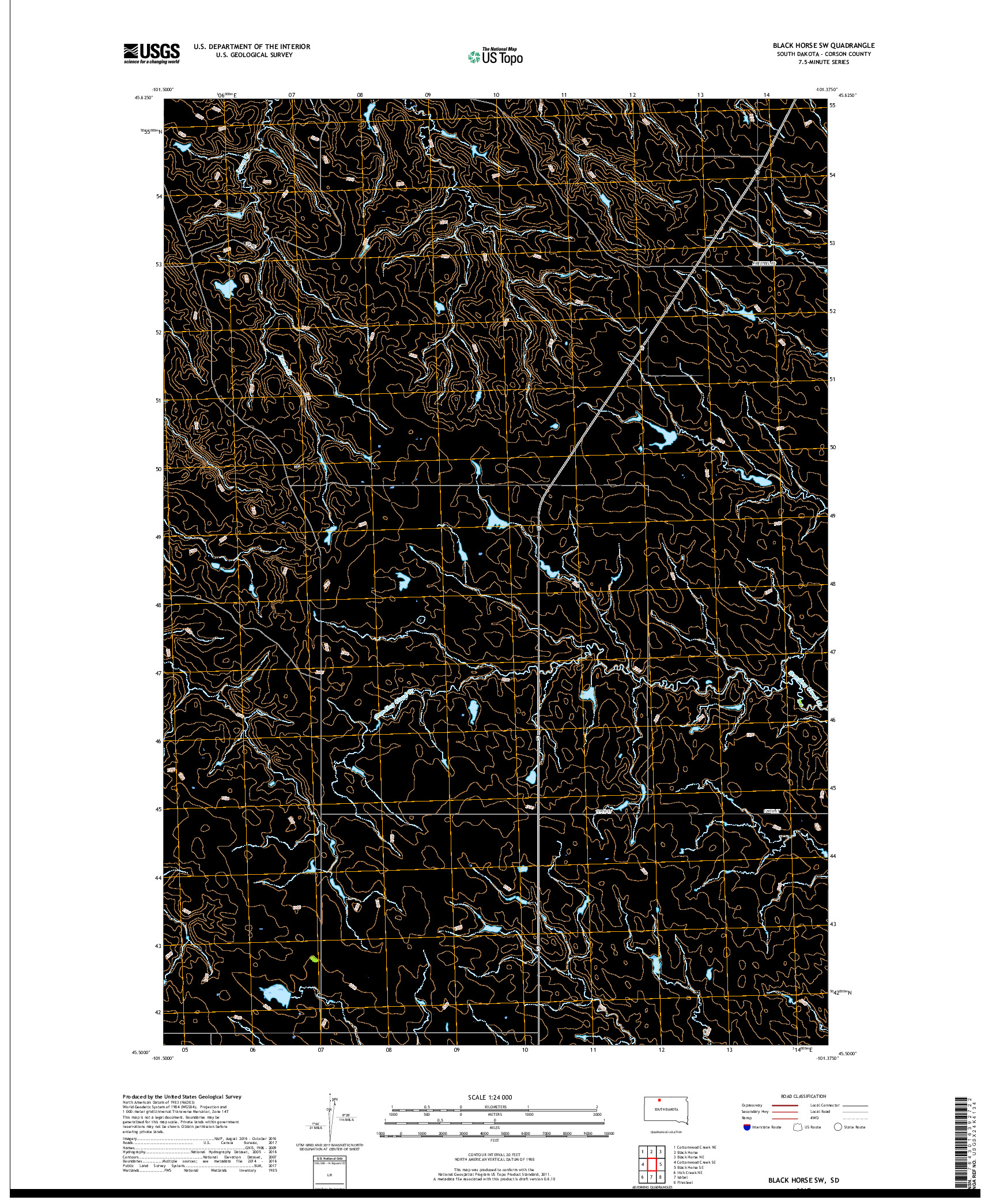 USGS US TOPO 7.5-MINUTE MAP FOR BLACK HORSE SW, SD 2017