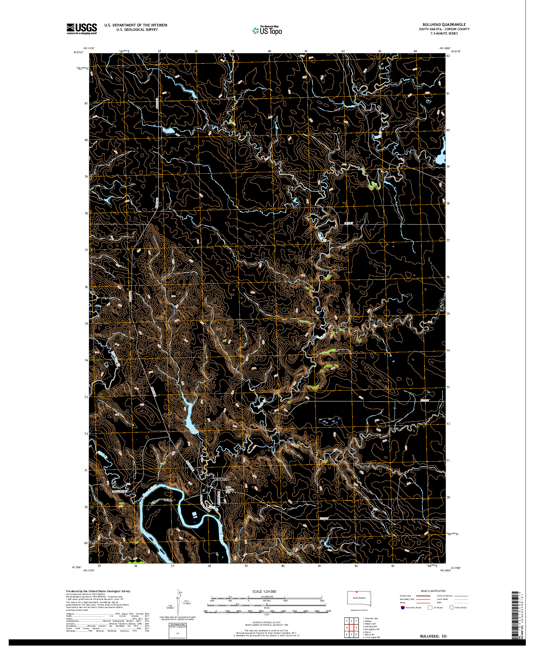 USGS US TOPO 7.5-MINUTE MAP FOR BULLHEAD, SD 2017