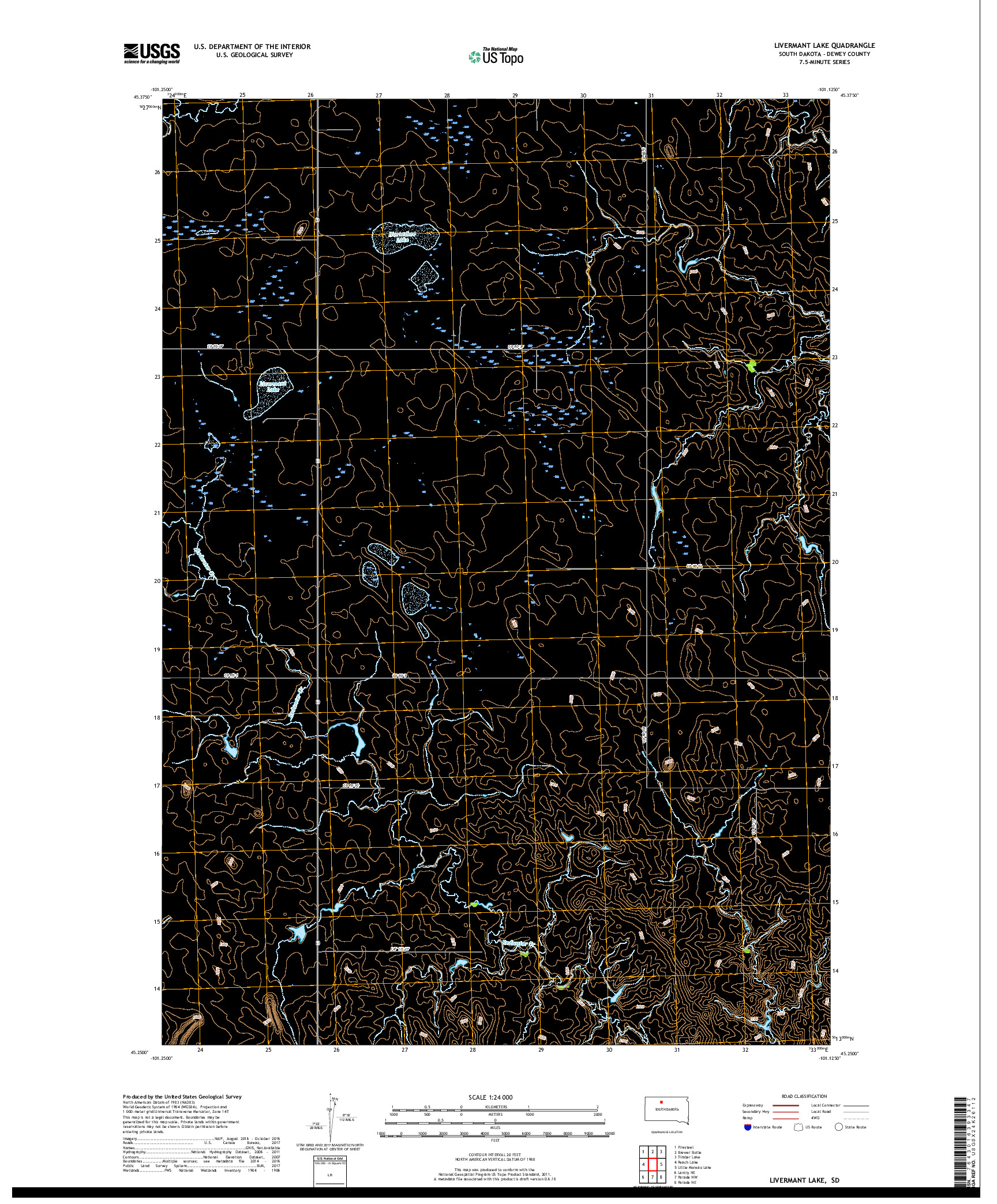 USGS US TOPO 7.5-MINUTE MAP FOR LIVERMANT LAKE, SD 2017