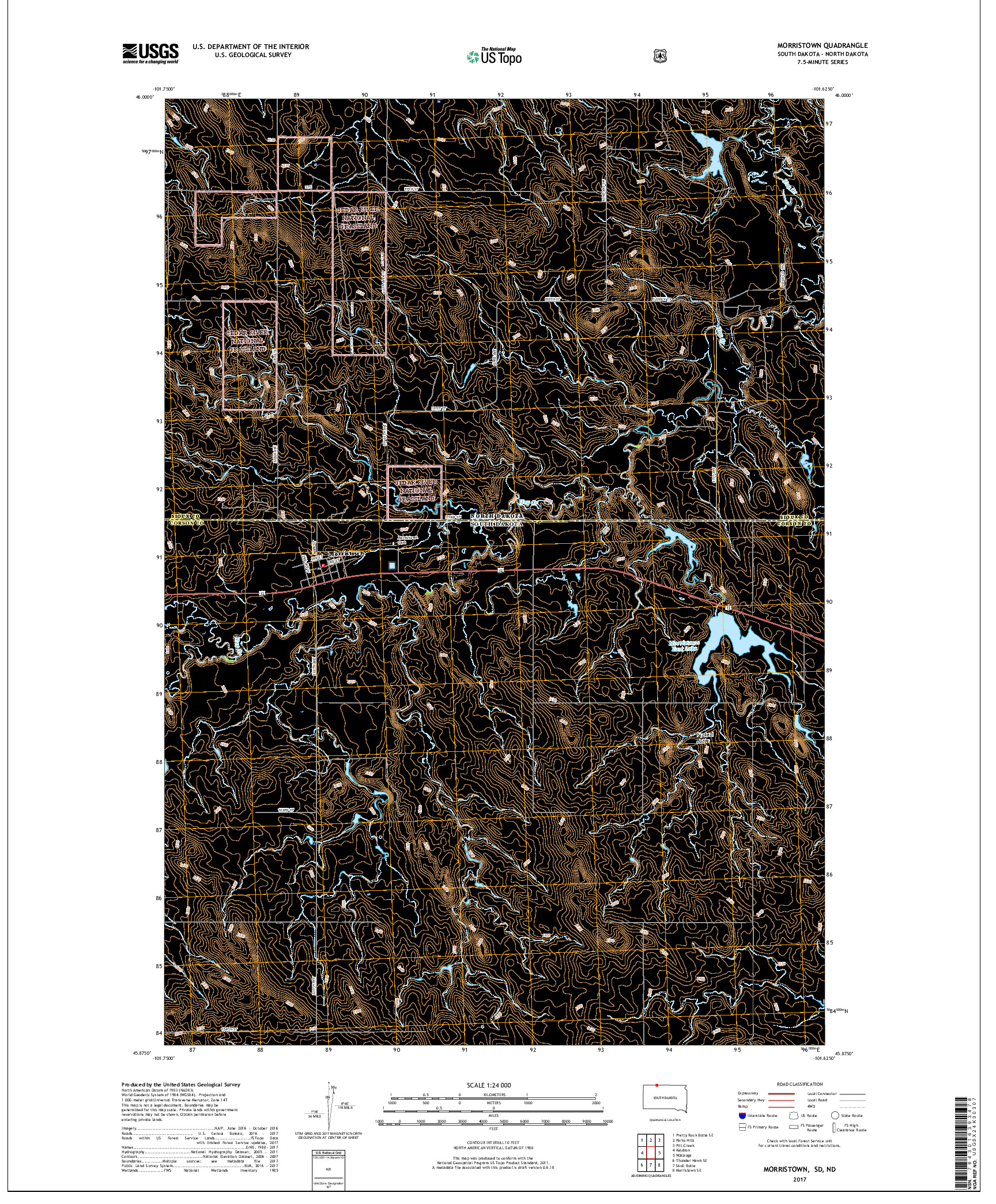 USGS US TOPO 7.5-MINUTE MAP FOR MORRISTOWN, SD,ND 2017