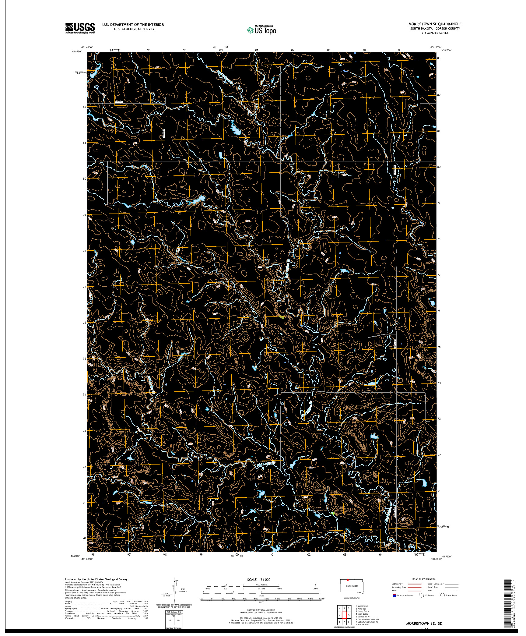 USGS US TOPO 7.5-MINUTE MAP FOR MORRISTOWN SE, SD 2017