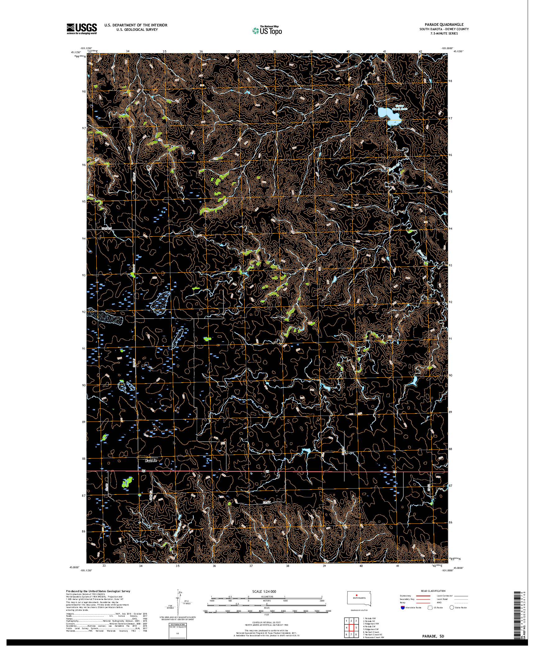 USGS US TOPO 7.5-MINUTE MAP FOR PARADE, SD 2017