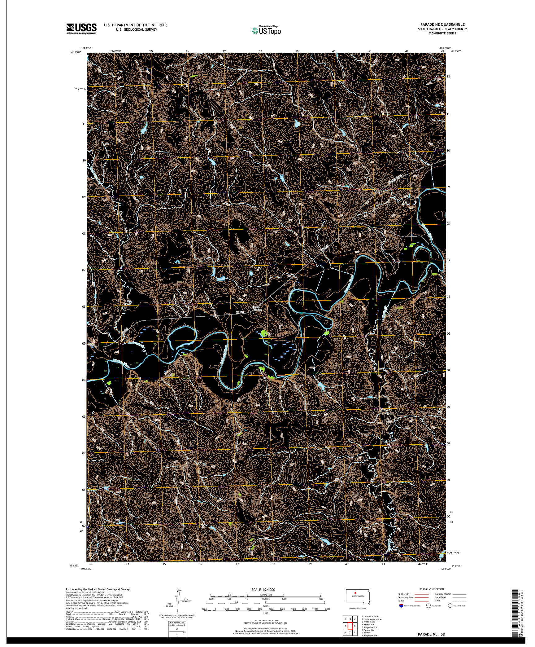 USGS US TOPO 7.5-MINUTE MAP FOR PARADE NE, SD 2017