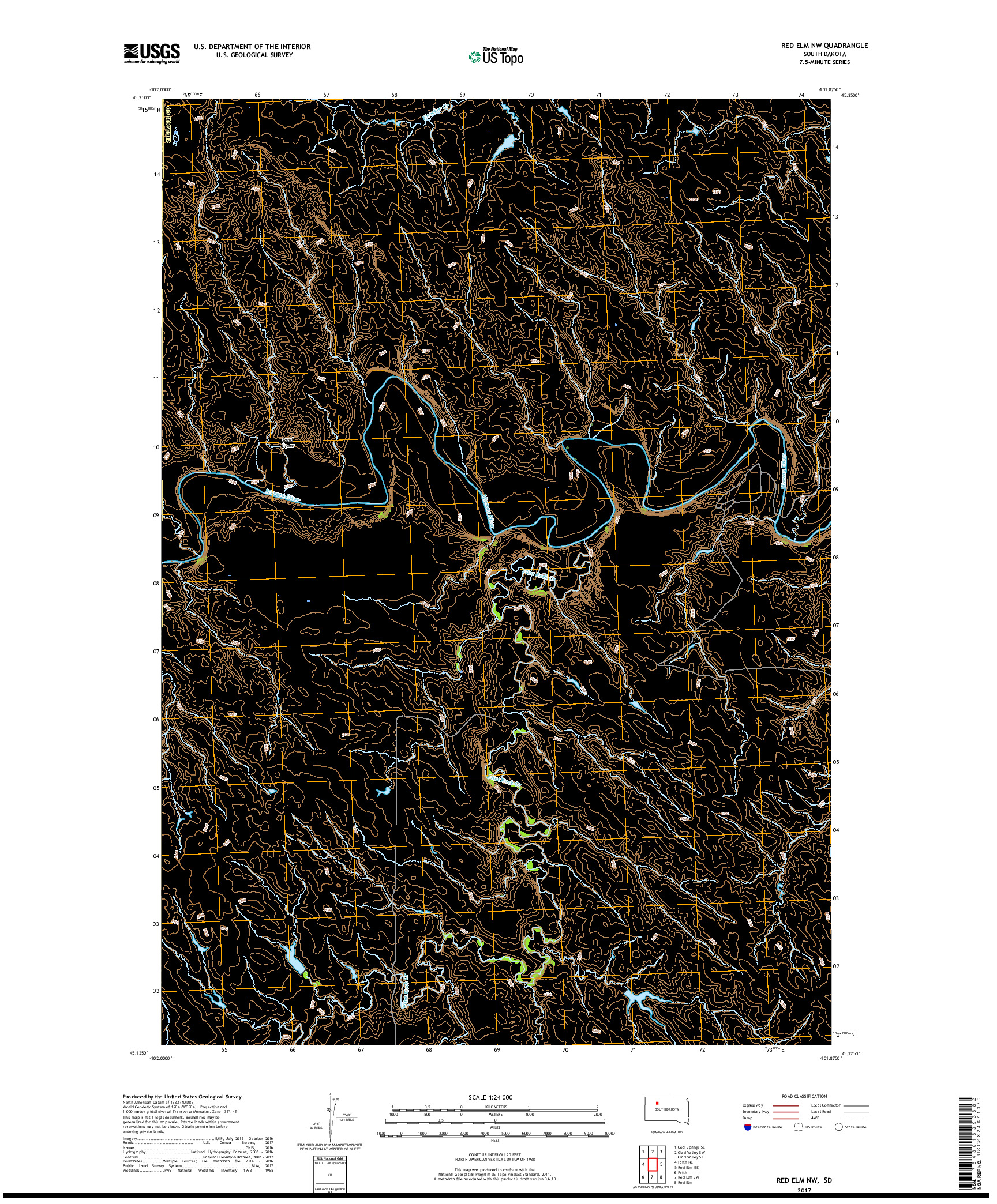 USGS US TOPO 7.5-MINUTE MAP FOR RED ELM NW, SD 2017