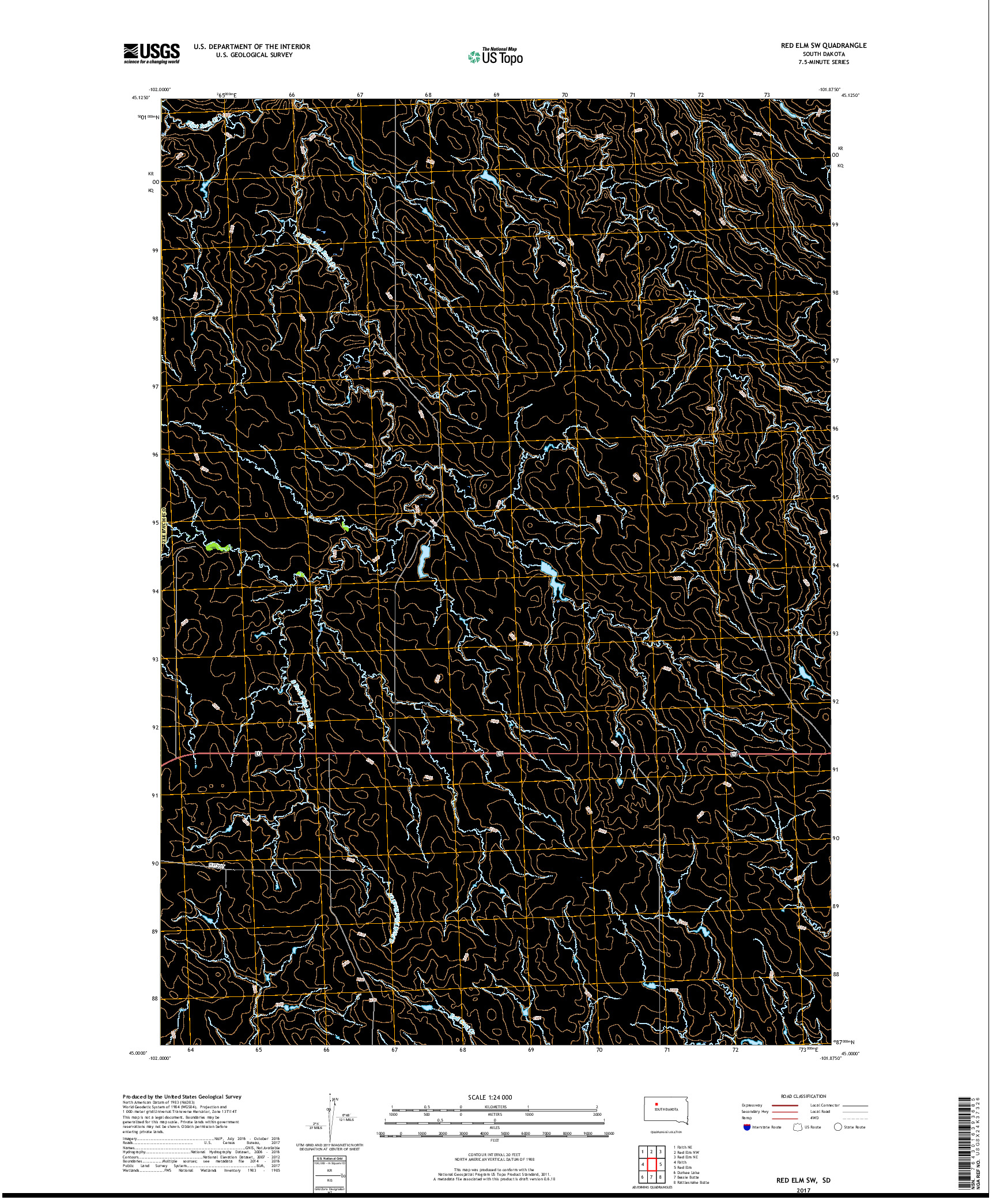 USGS US TOPO 7.5-MINUTE MAP FOR RED ELM SW, SD 2017