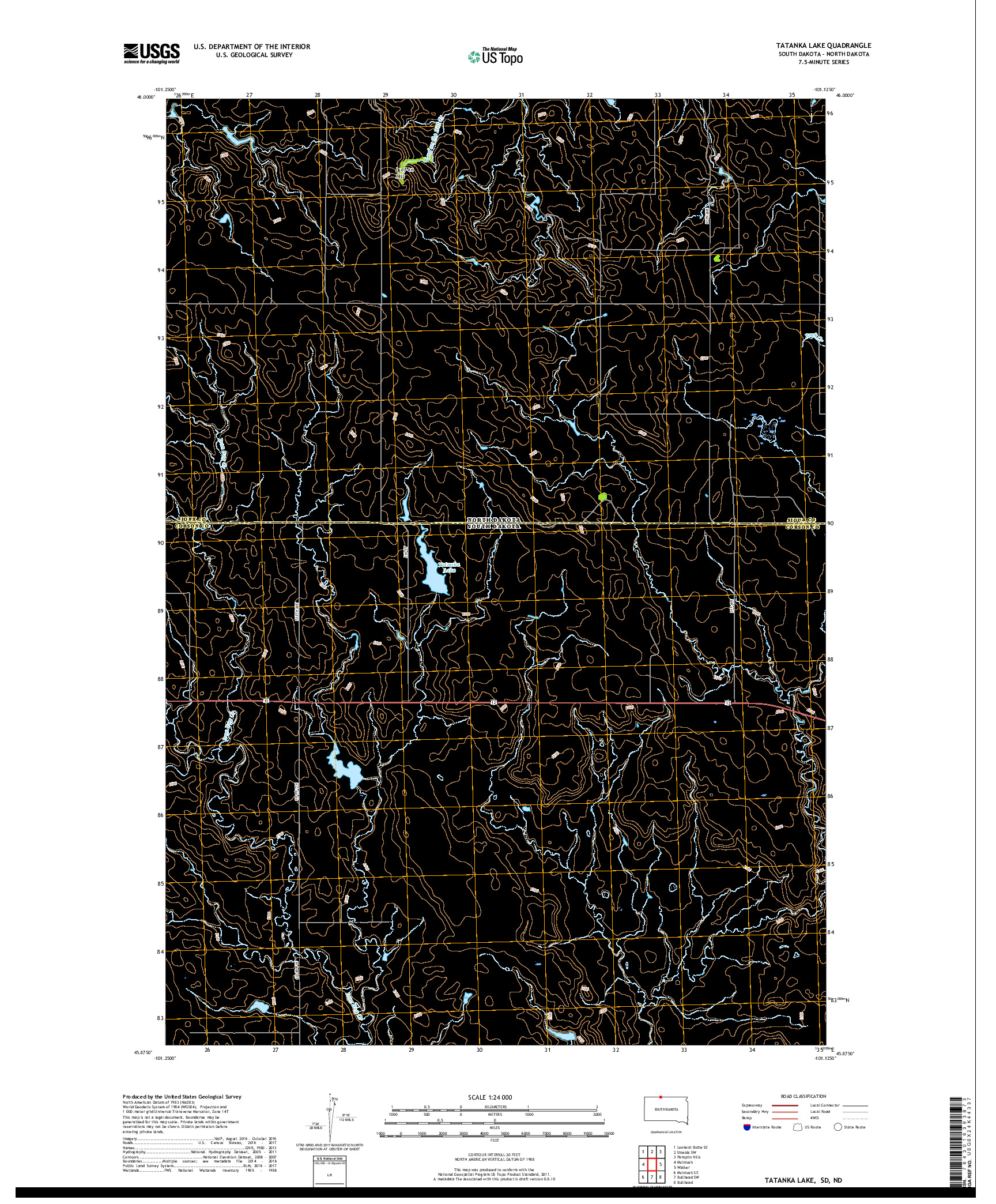 USGS US TOPO 7.5-MINUTE MAP FOR TATANKA LAKE, SD,ND 2017