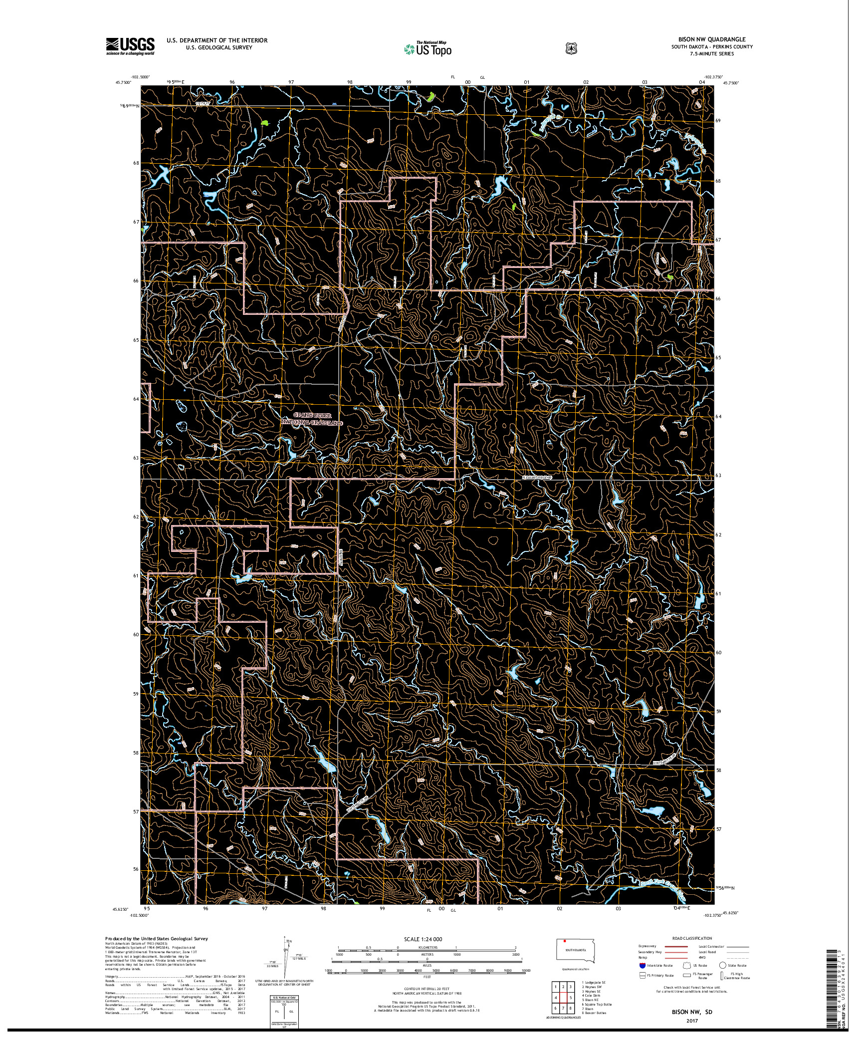 USGS US TOPO 7.5-MINUTE MAP FOR BISON NW, SD 2017