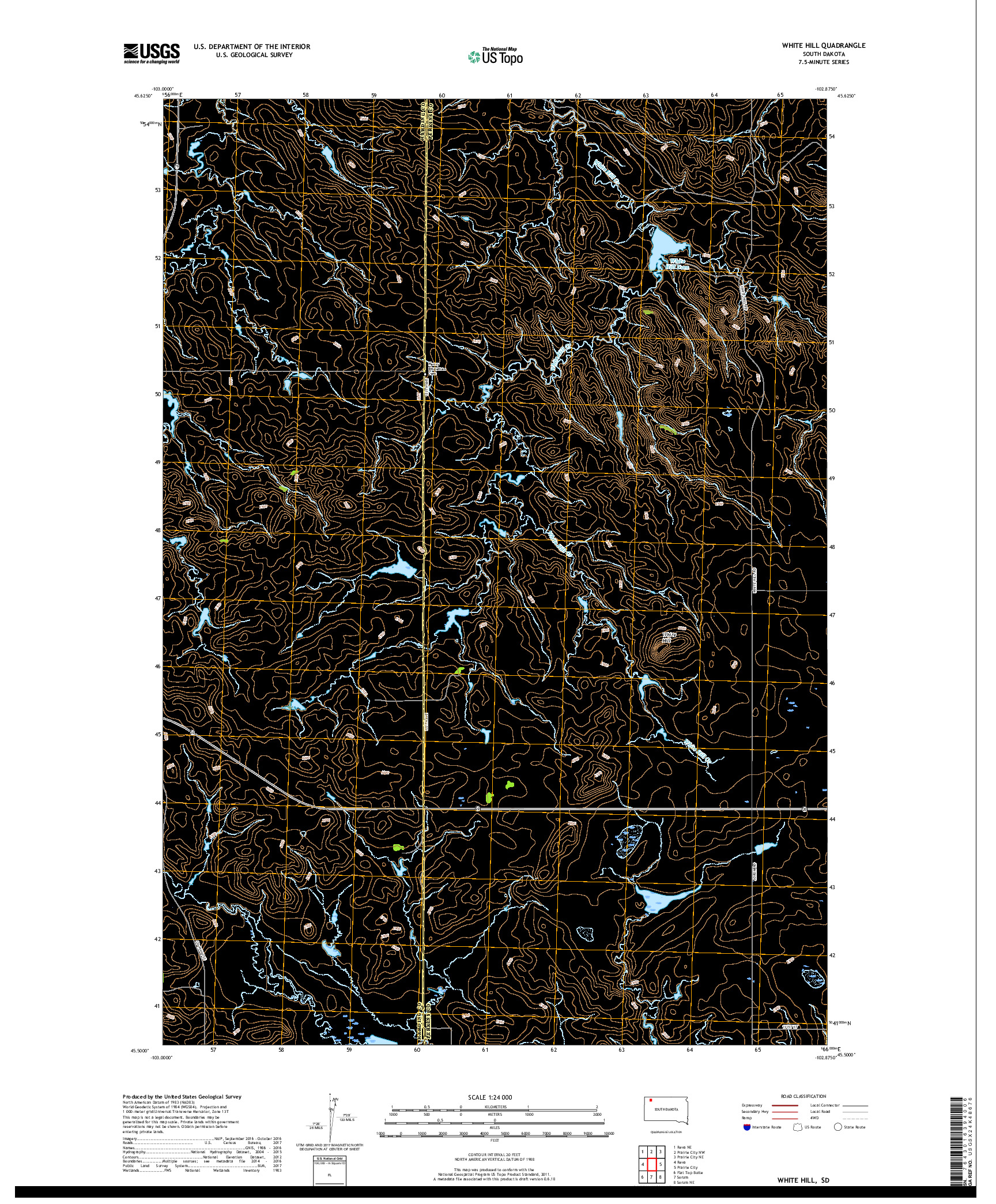 USGS US TOPO 7.5-MINUTE MAP FOR WHITE HILL, SD 2017