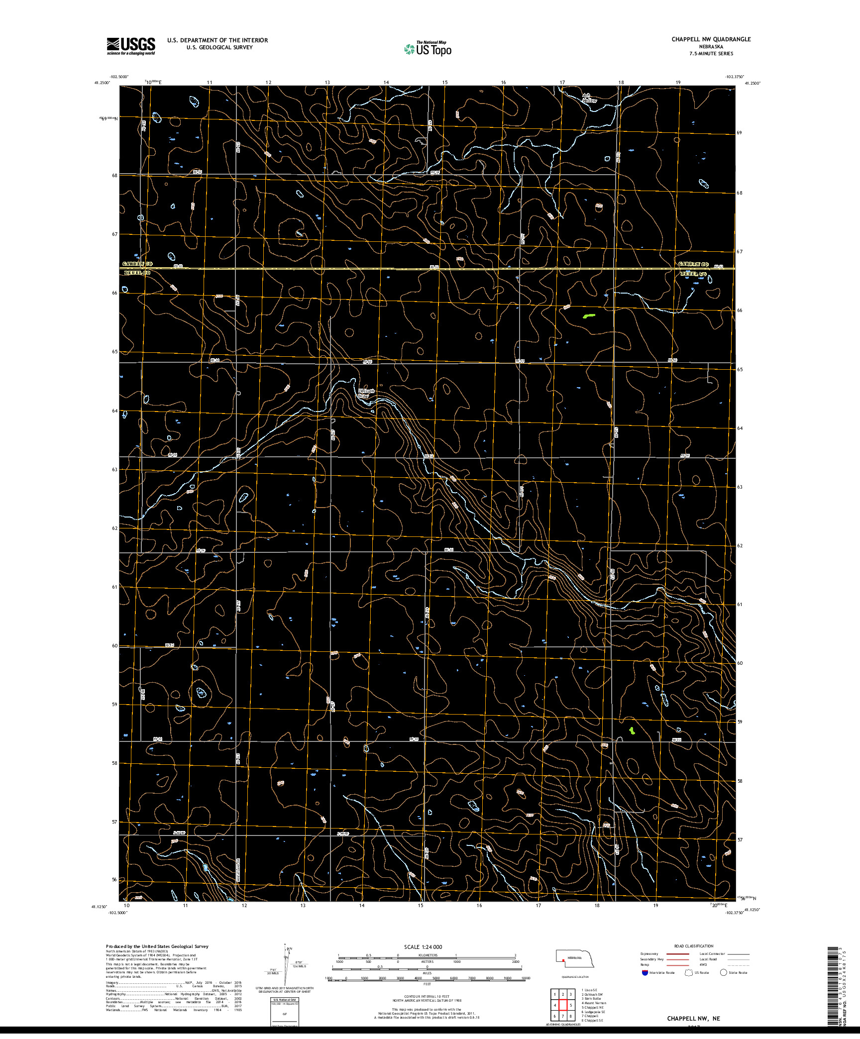 USGS US TOPO 7.5-MINUTE MAP FOR CHAPPELL NW, NE 2017