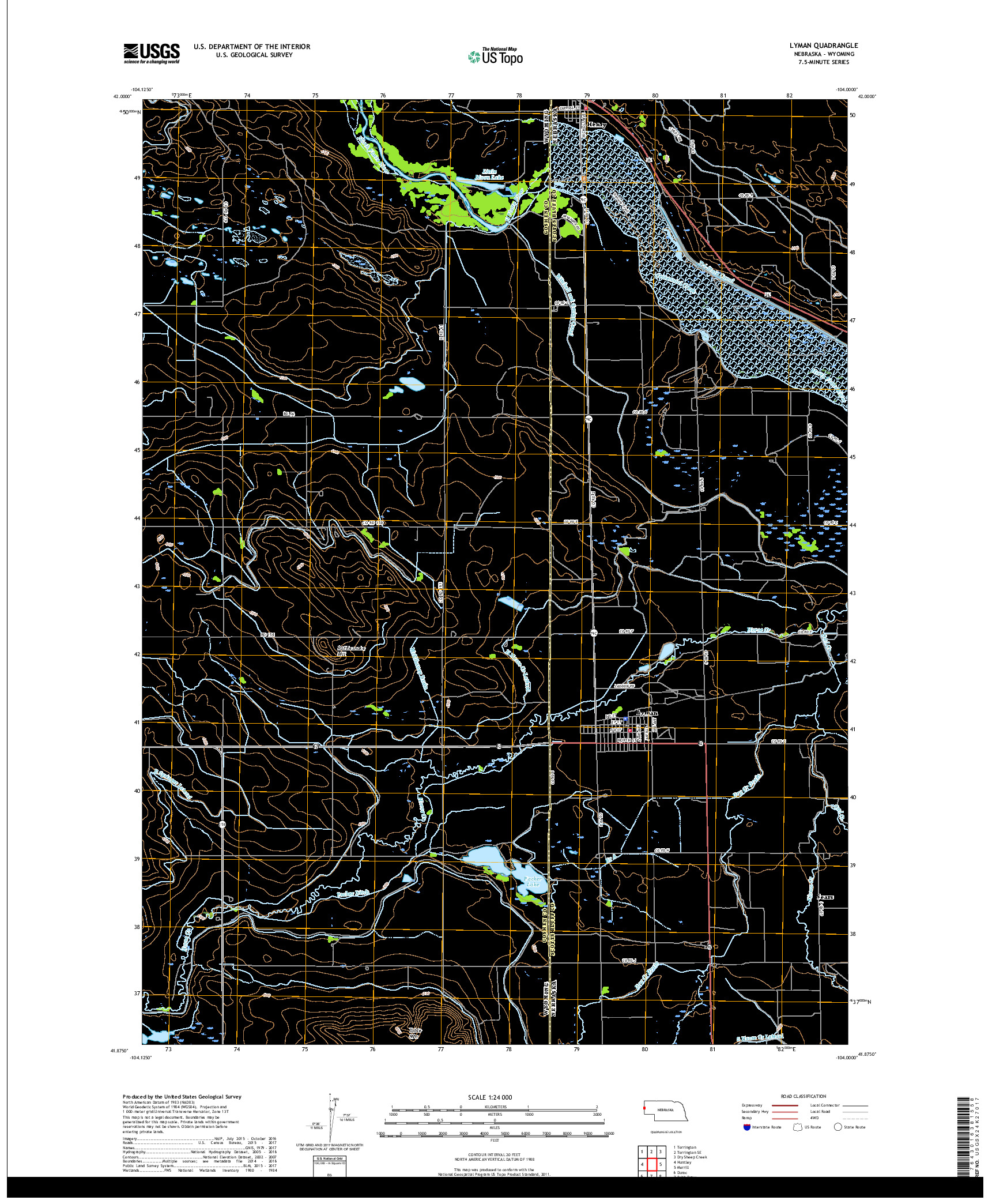USGS US TOPO 7.5-MINUTE MAP FOR LYMAN, NE,WY 2017