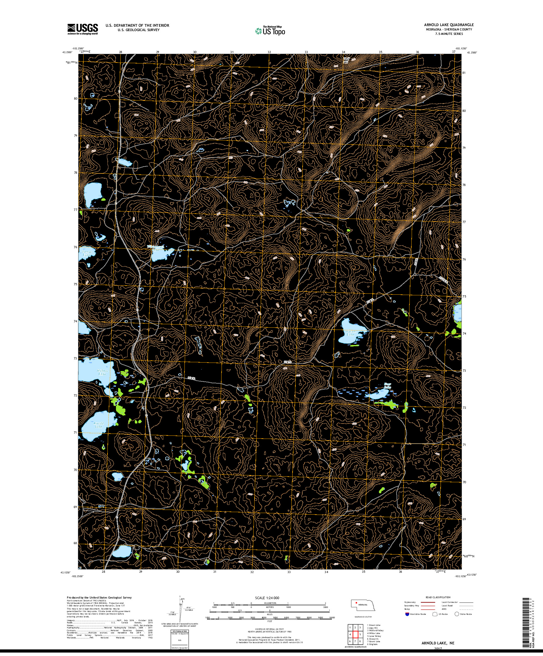 USGS US TOPO 7.5-MINUTE MAP FOR ARNOLD LAKE, NE 2017