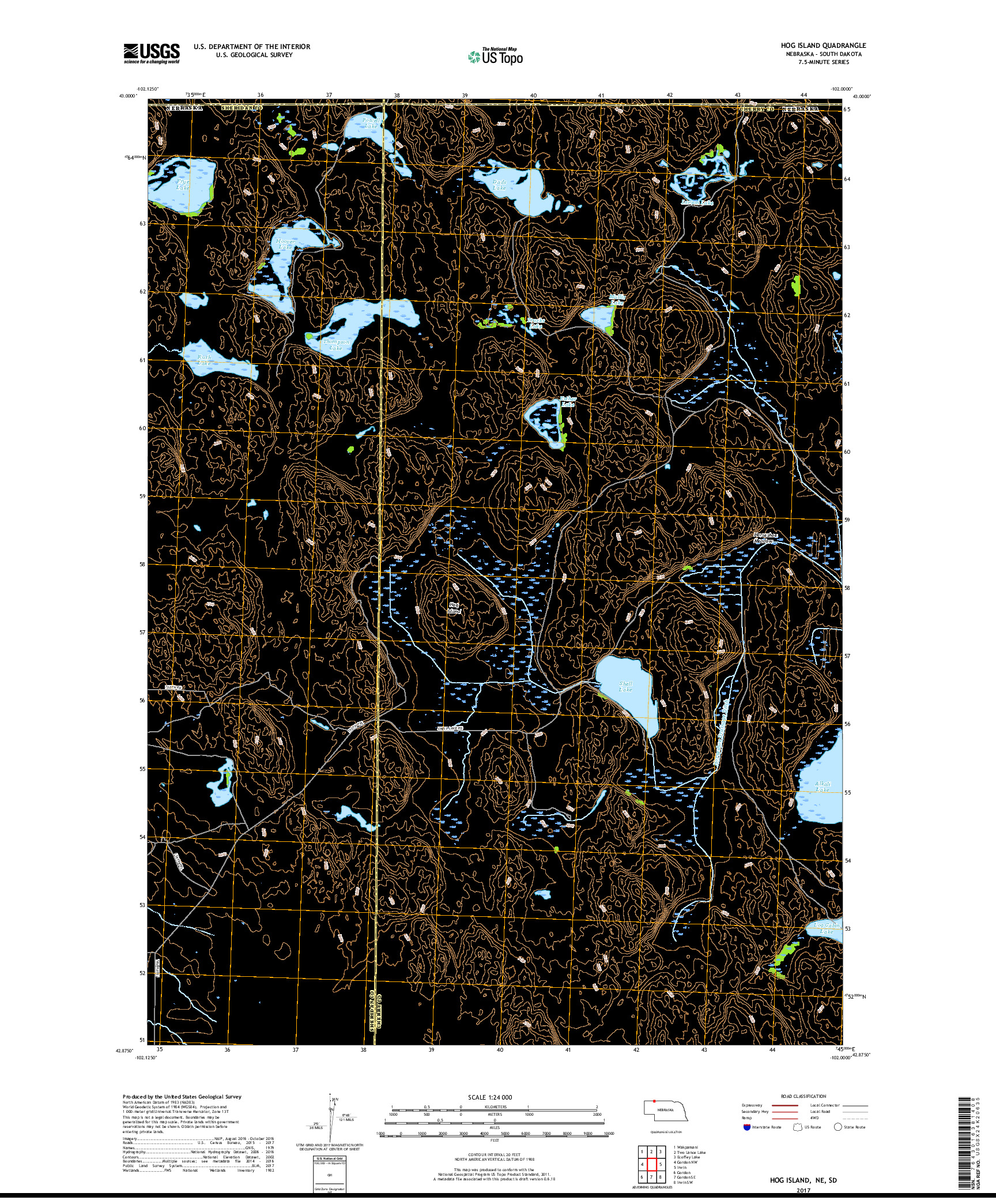 USGS US TOPO 7.5-MINUTE MAP FOR HOG ISLAND, NE,SD 2017