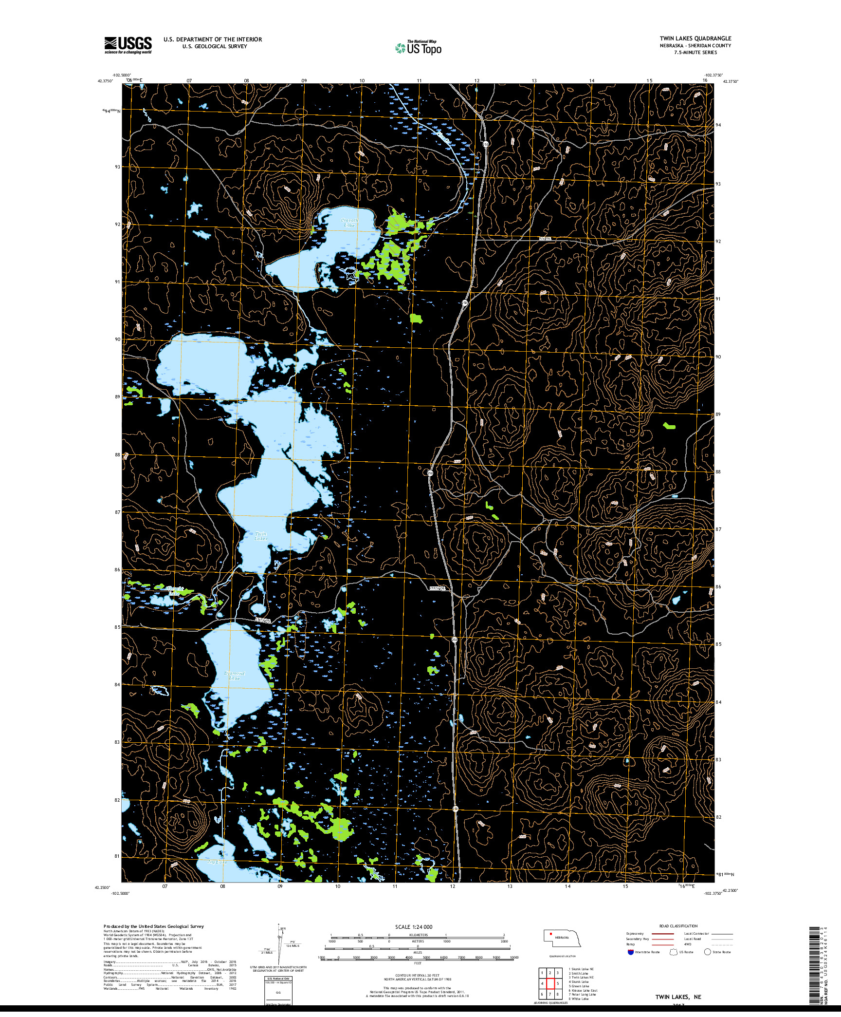 USGS US TOPO 7.5-MINUTE MAP FOR TWIN LAKES, NE 2017
