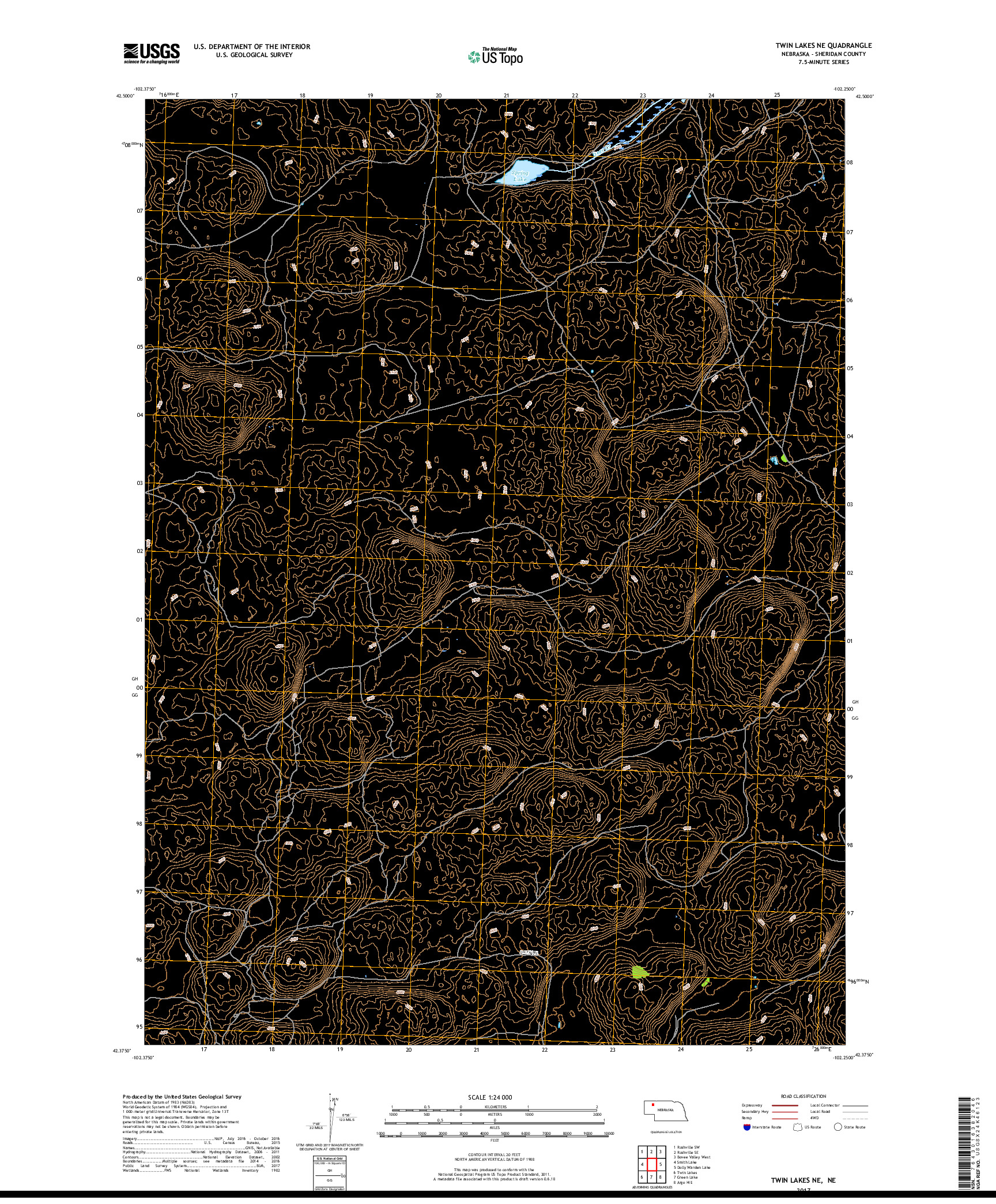 USGS US TOPO 7.5-MINUTE MAP FOR TWIN LAKES NE, NE 2017