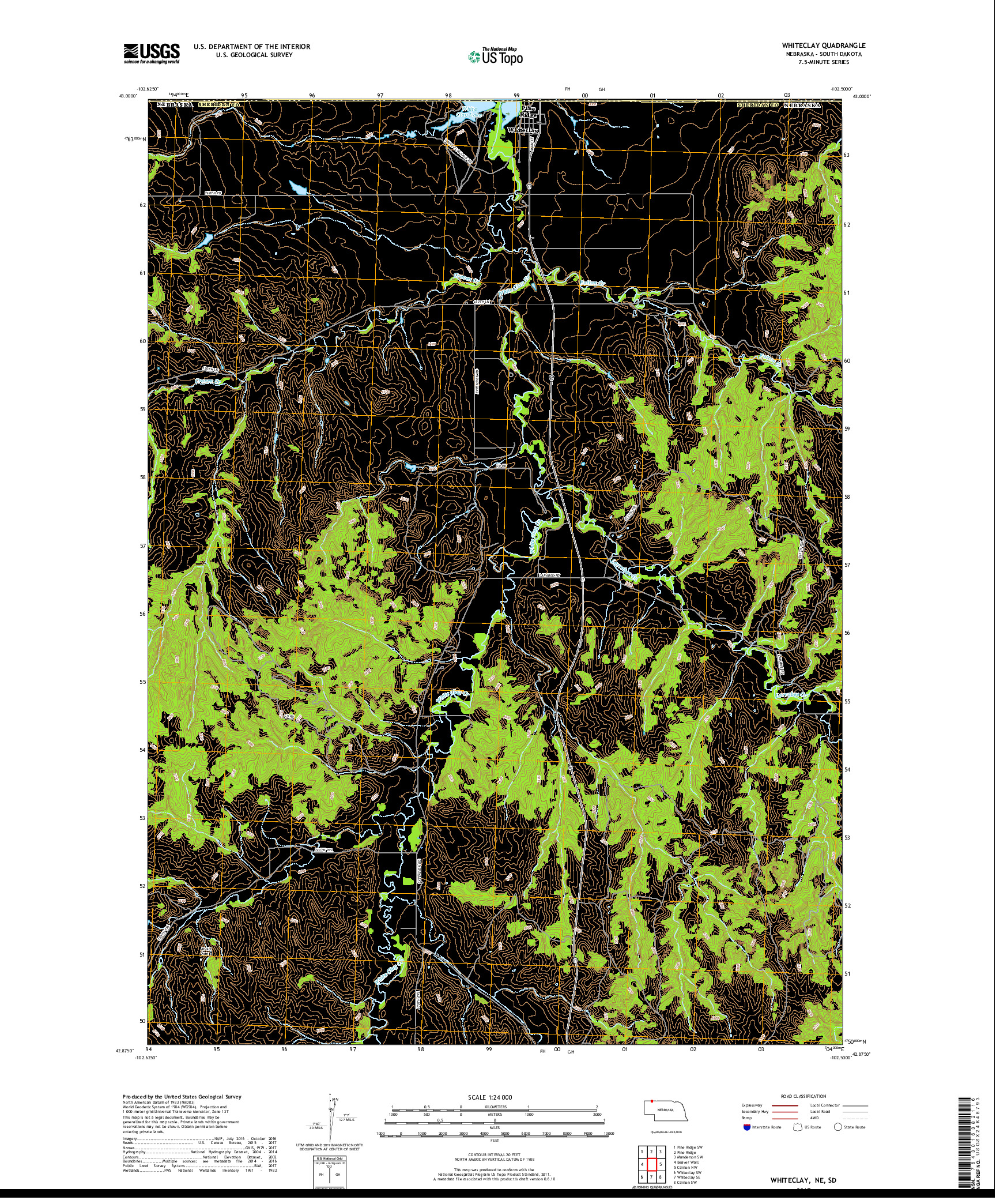 USGS US TOPO 7.5-MINUTE MAP FOR WHITECLAY, NE,SD 2017