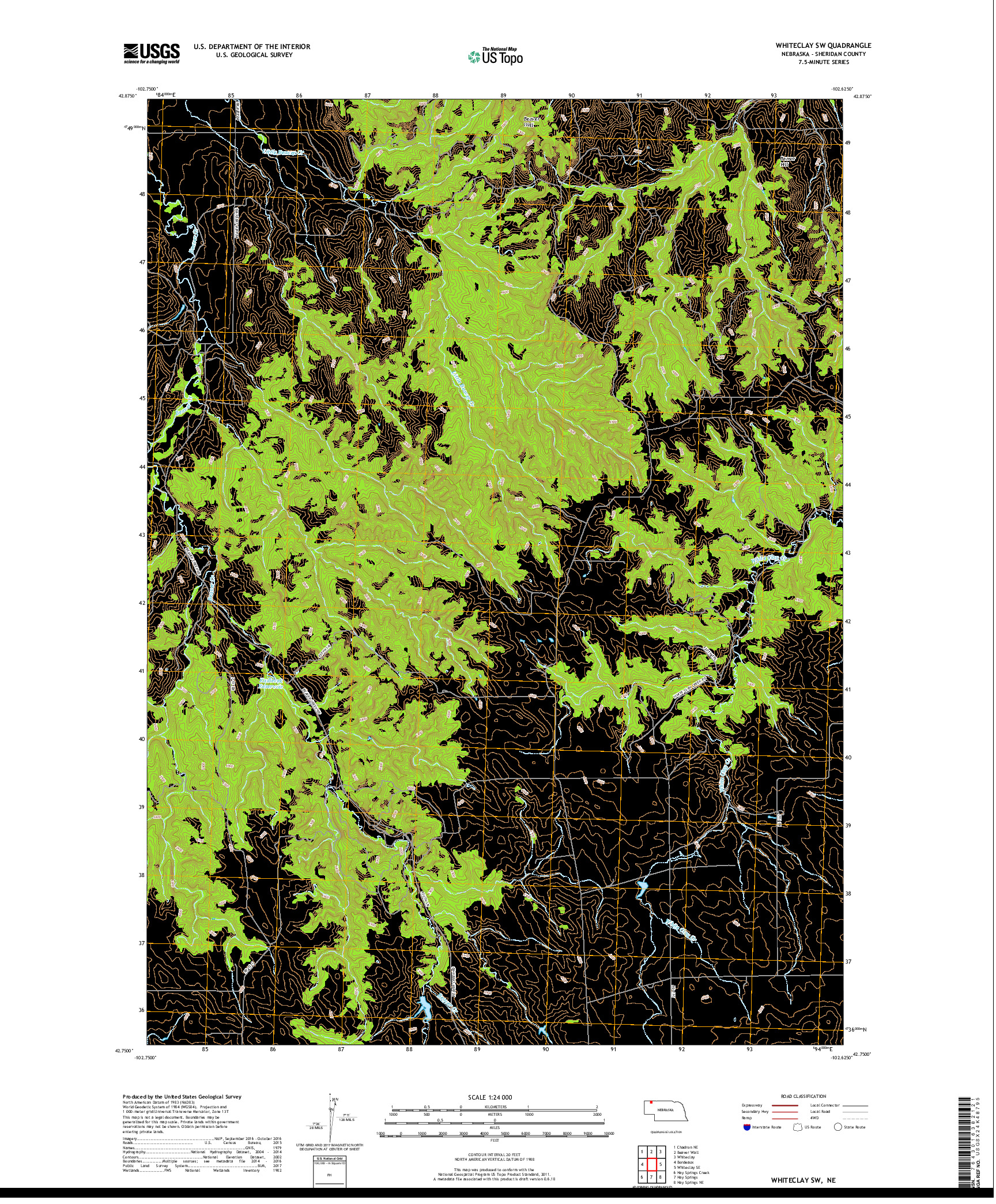 USGS US TOPO 7.5-MINUTE MAP FOR WHITECLAY SW, NE 2017
