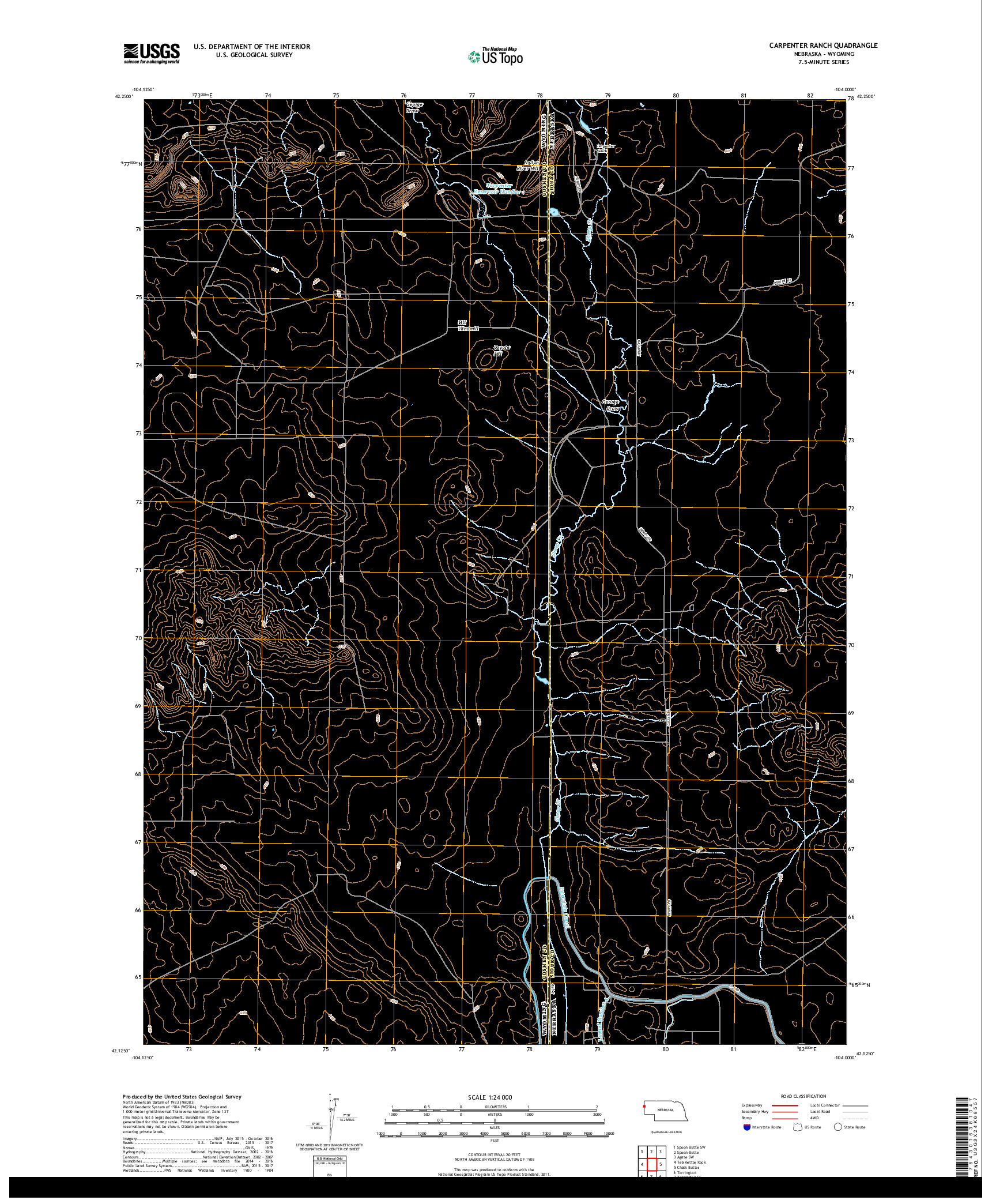 USGS US TOPO 7.5-MINUTE MAP FOR CARPENTER RANCH, NE,WY 2017