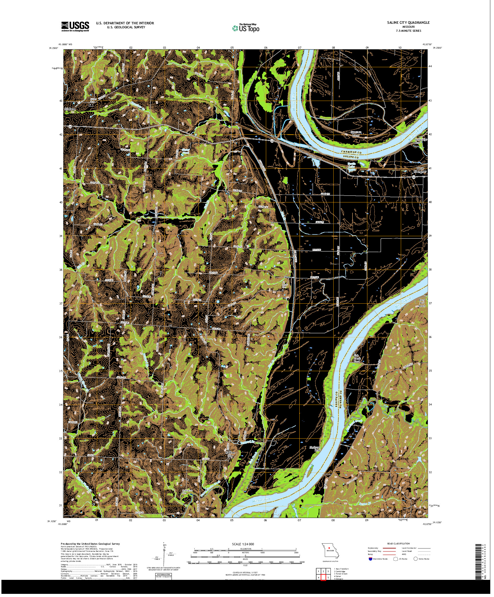 USGS US TOPO 7.5-MINUTE MAP FOR SALINE CITY, MO 2017