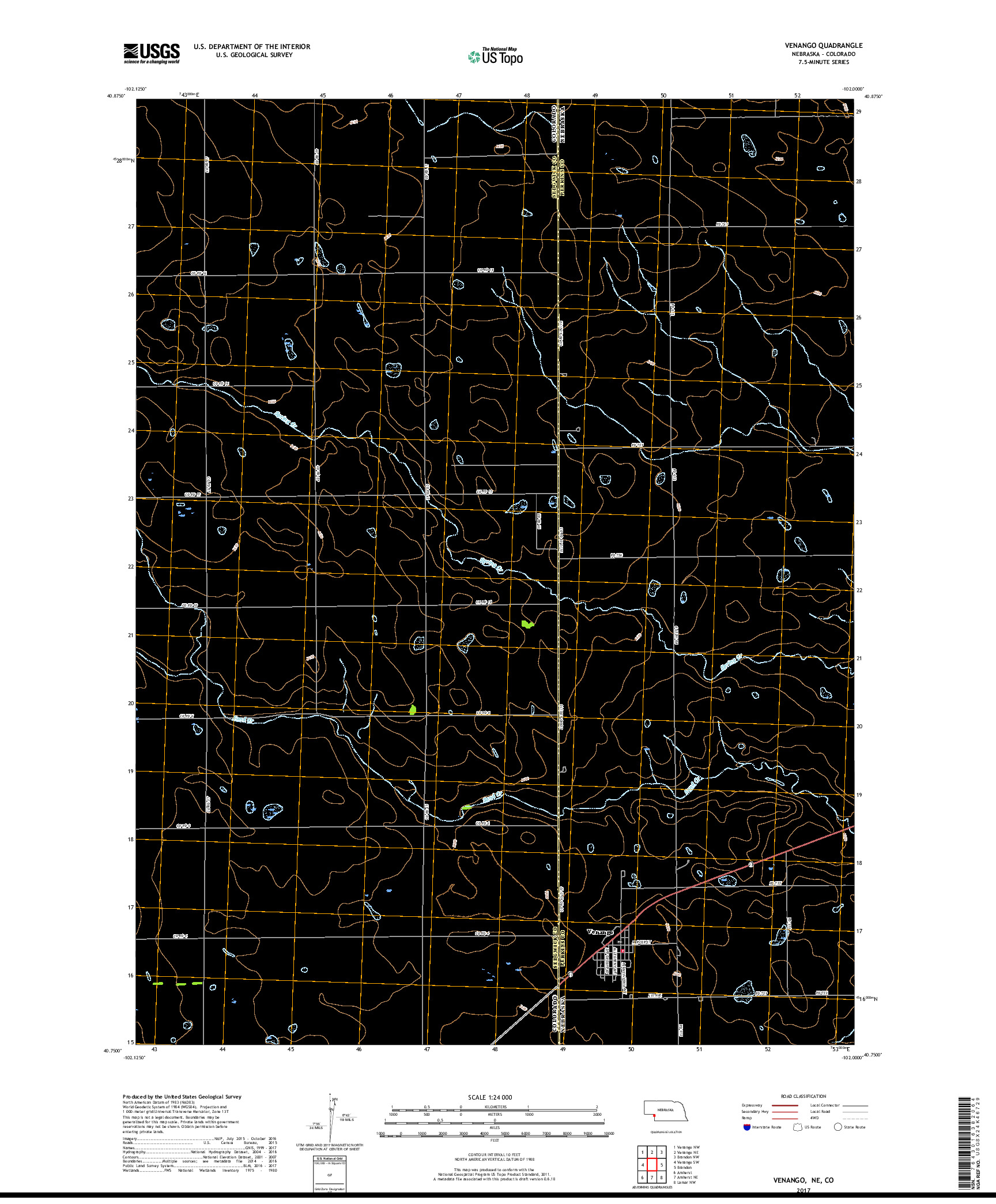 USGS US TOPO 7.5-MINUTE MAP FOR VENANGO, NE,CO 2017