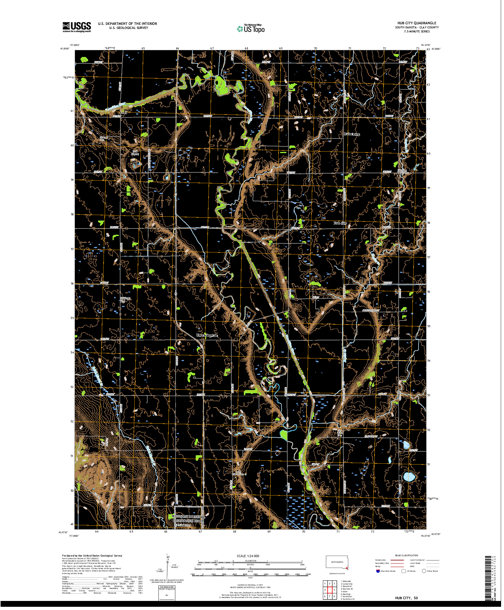 USGS US TOPO 7.5-MINUTE MAP FOR HUB CITY, SD 2017