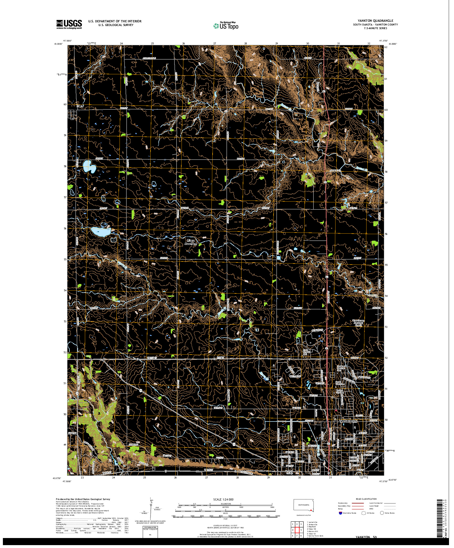 USGS US TOPO 7.5-MINUTE MAP FOR YANKTON, SD 2017