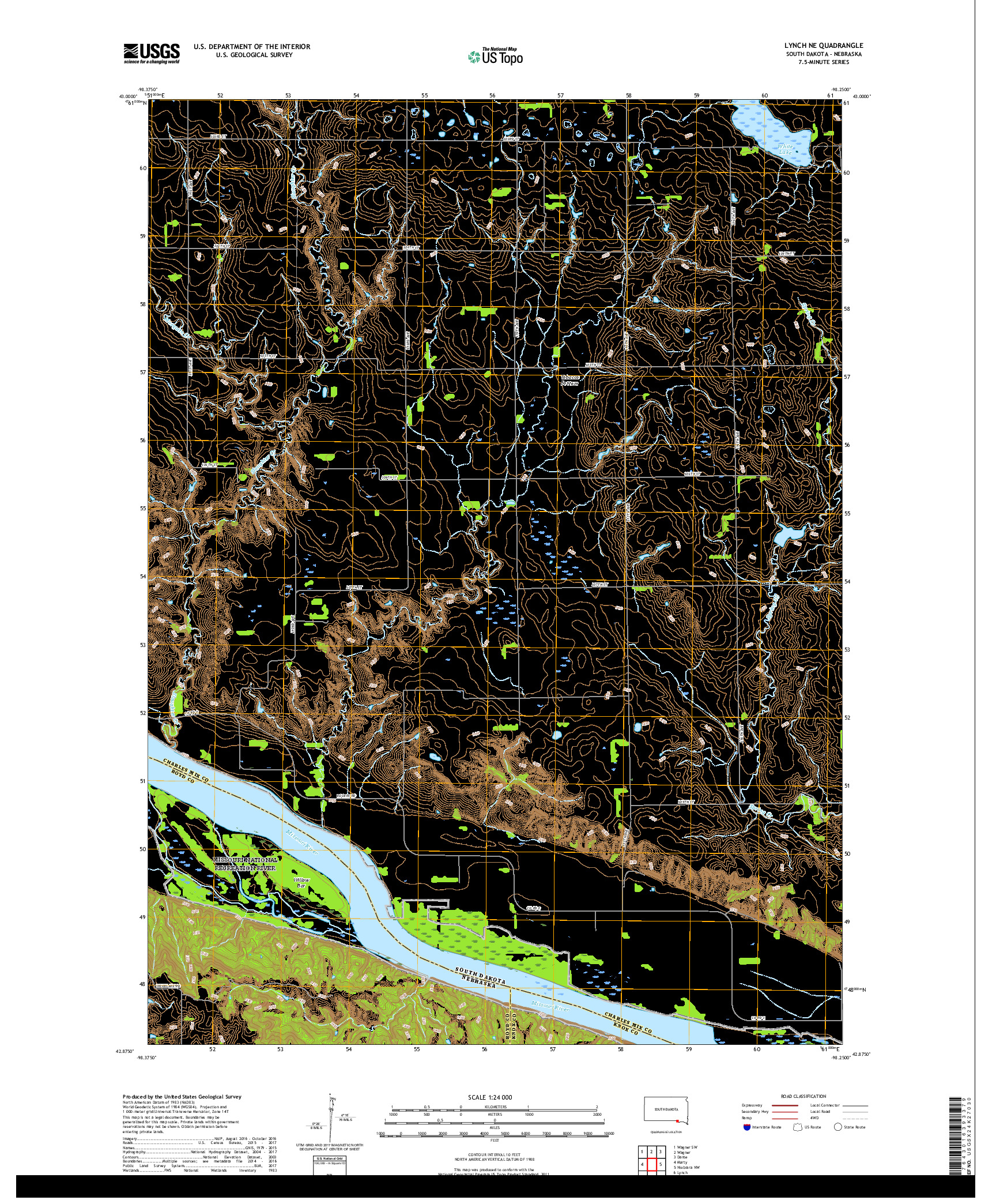 USGS US TOPO 7.5-MINUTE MAP FOR LYNCH NE, SD,NE 2017