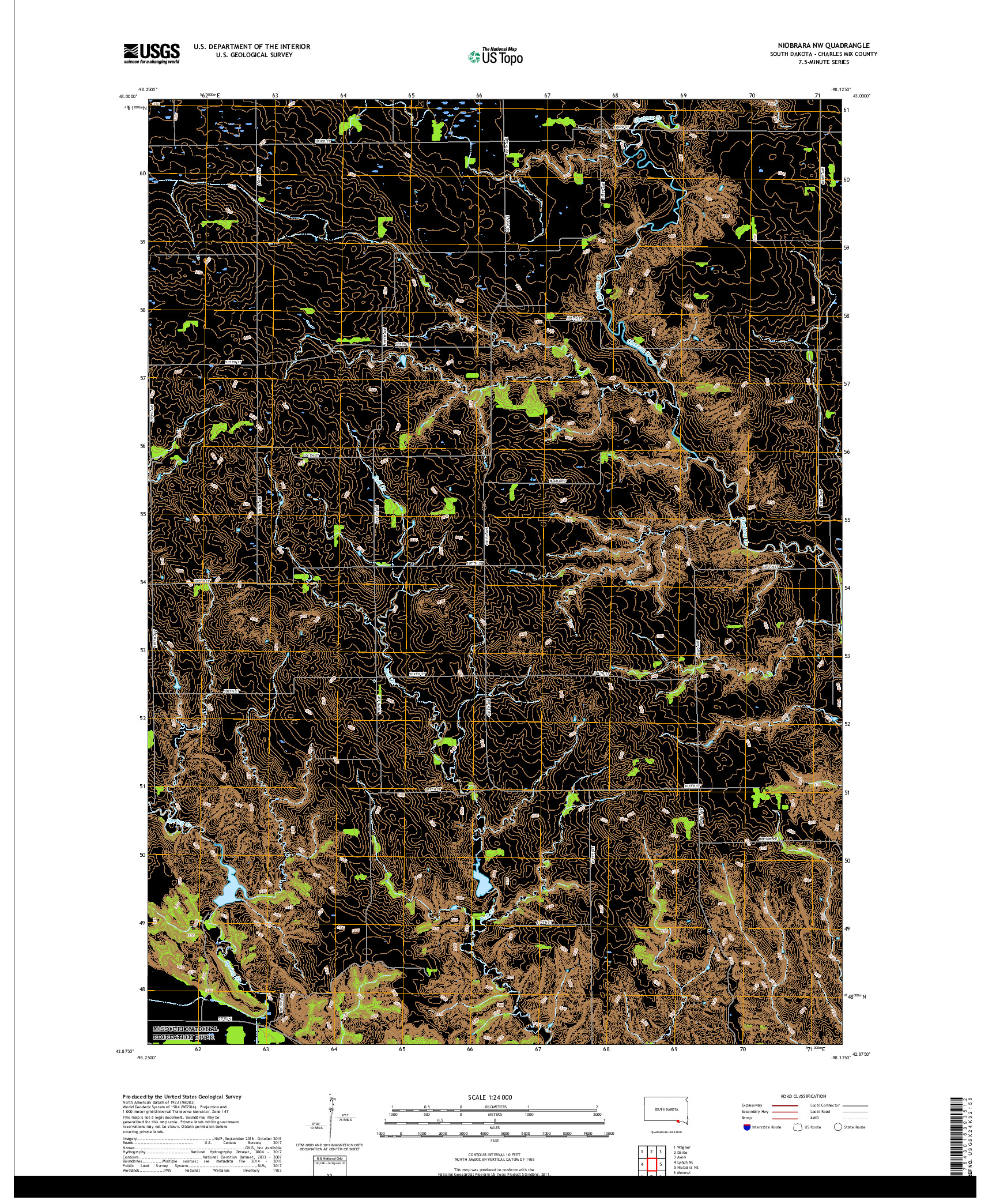 USGS US TOPO 7.5-MINUTE MAP FOR NIOBRARA NW, SD 2017