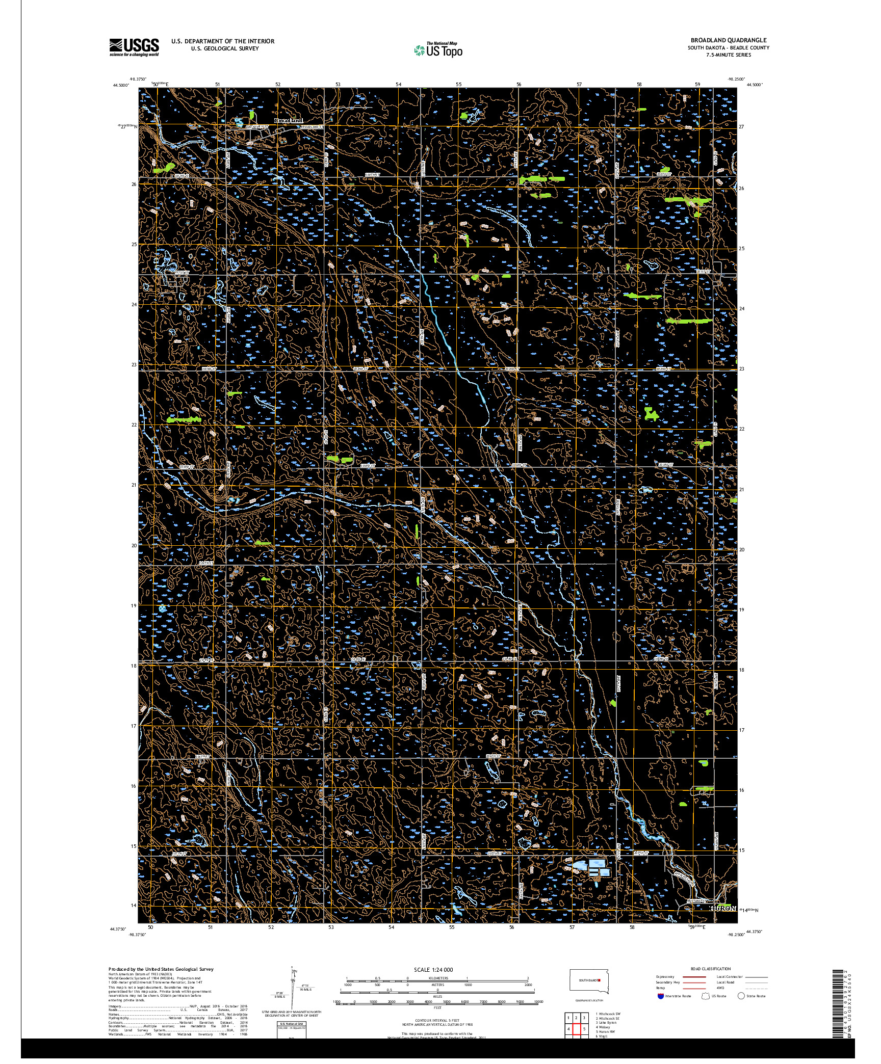 USGS US TOPO 7.5-MINUTE MAP FOR BROADLAND, SD 2017