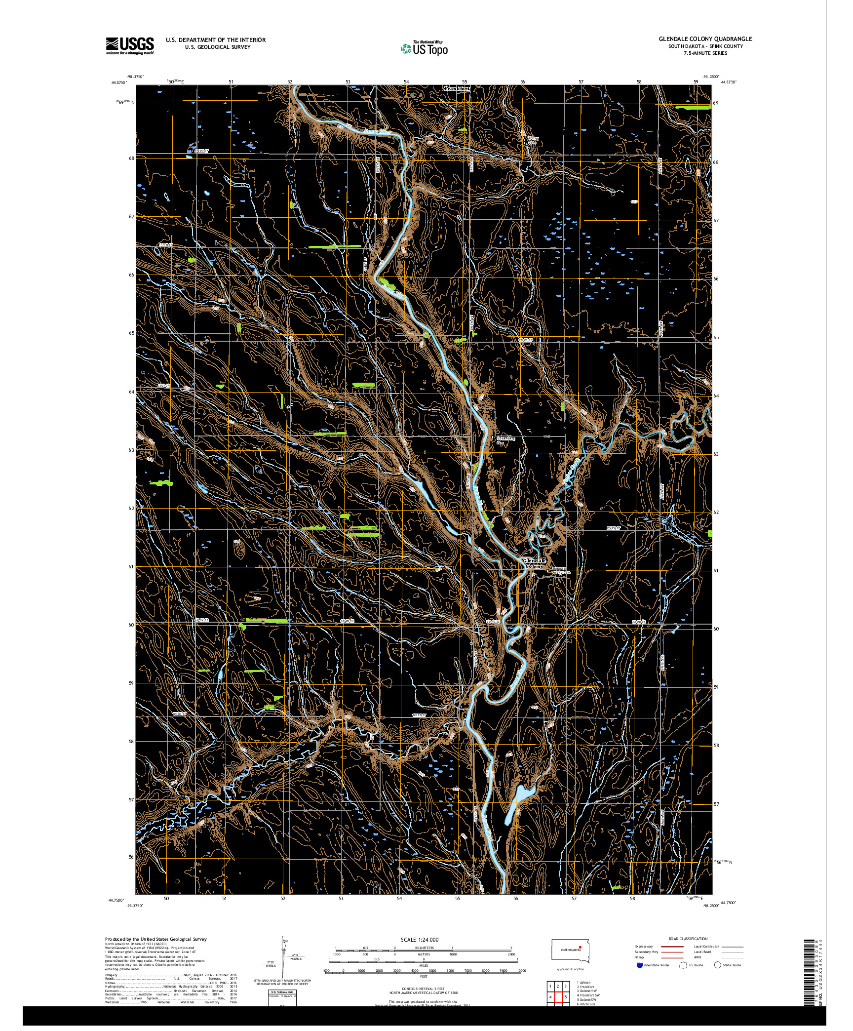 USGS US TOPO 7.5-MINUTE MAP FOR GLENDALE COLONY, SD 2017