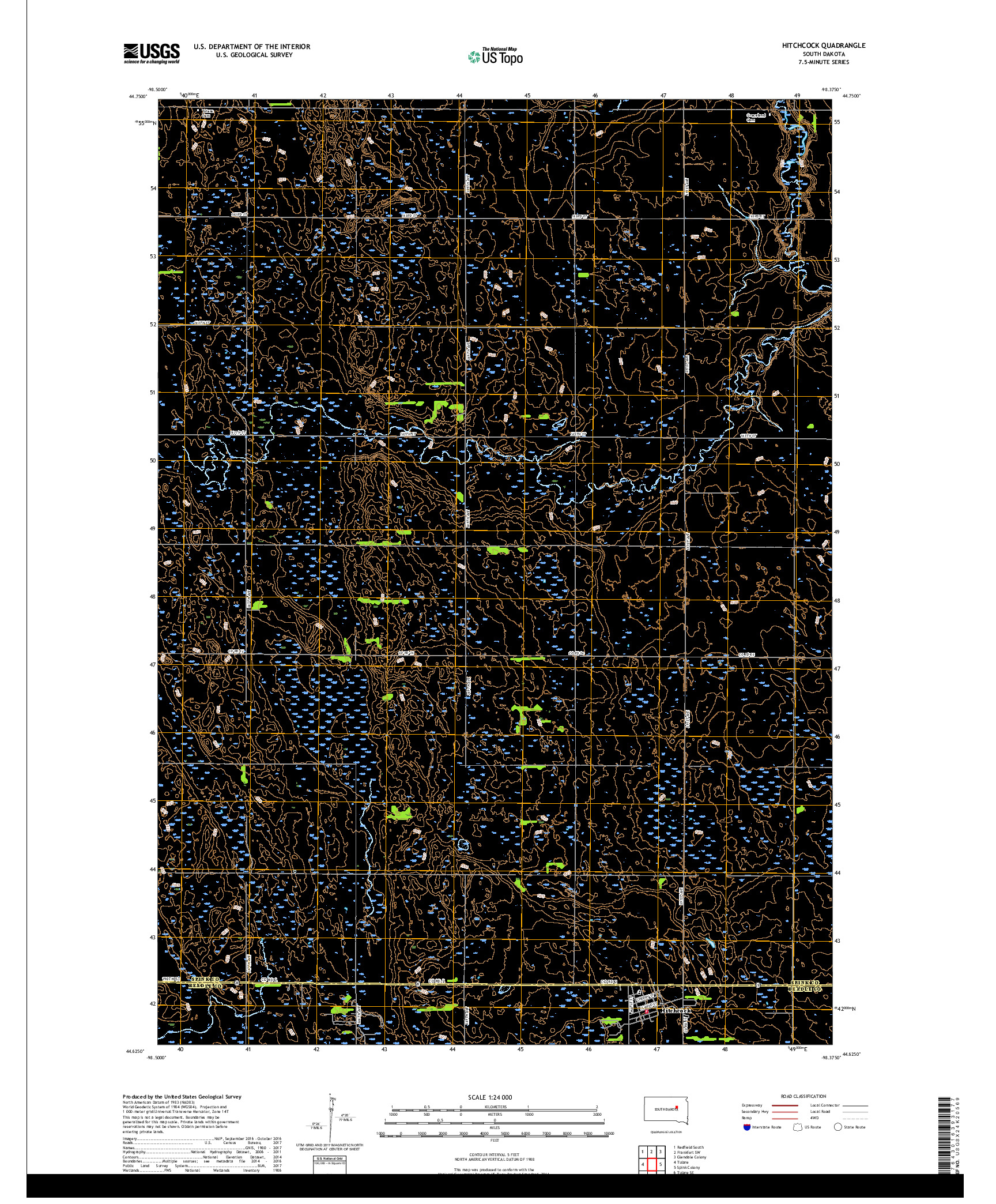 USGS US TOPO 7.5-MINUTE MAP FOR HITCHCOCK, SD 2017