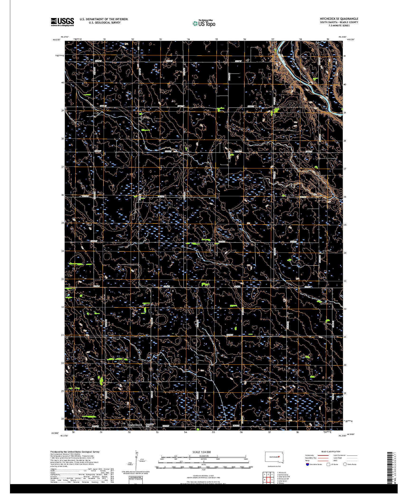 USGS US TOPO 7.5-MINUTE MAP FOR HITCHCOCK SE, SD 2017