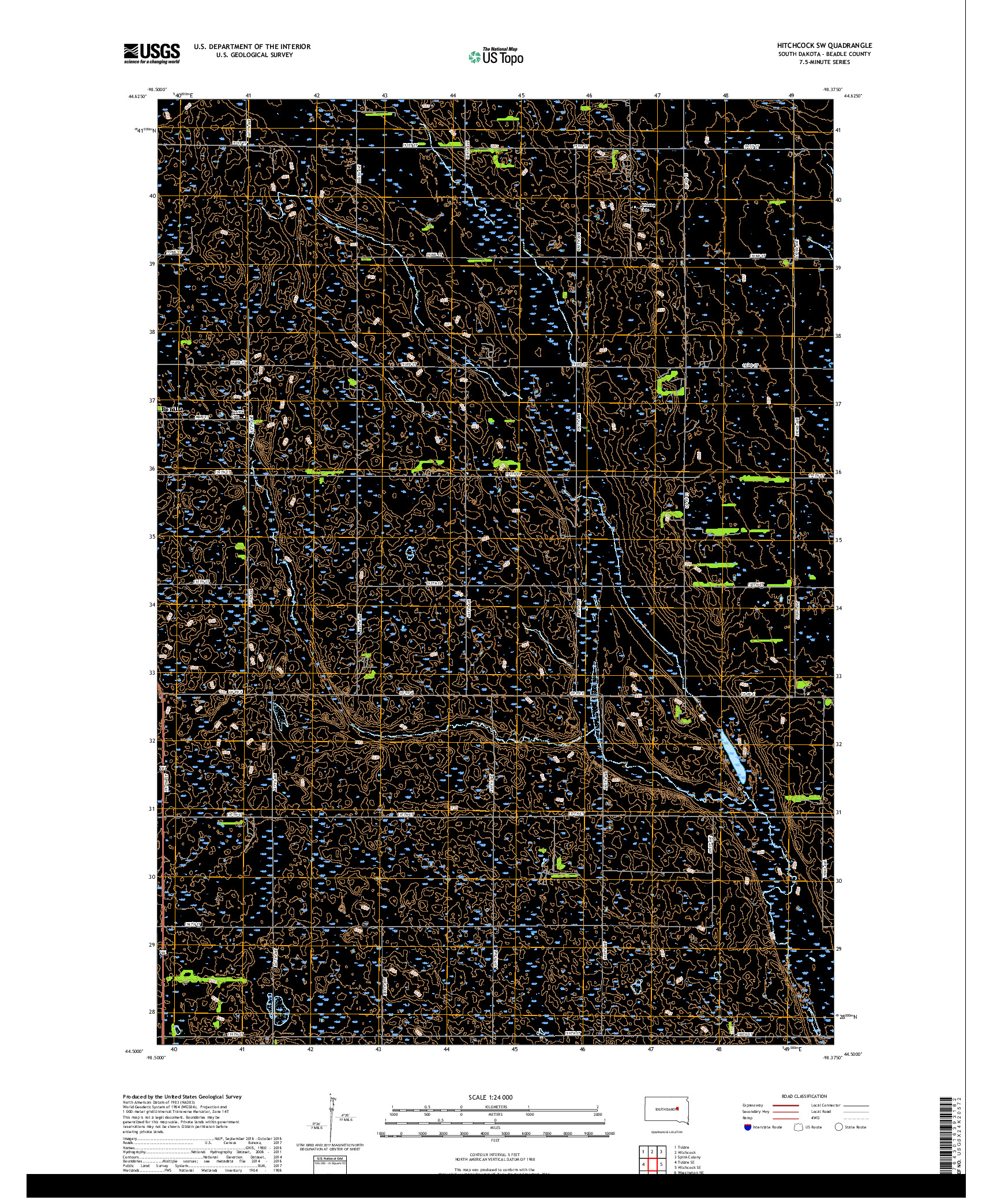 USGS US TOPO 7.5-MINUTE MAP FOR HITCHCOCK SW, SD 2017