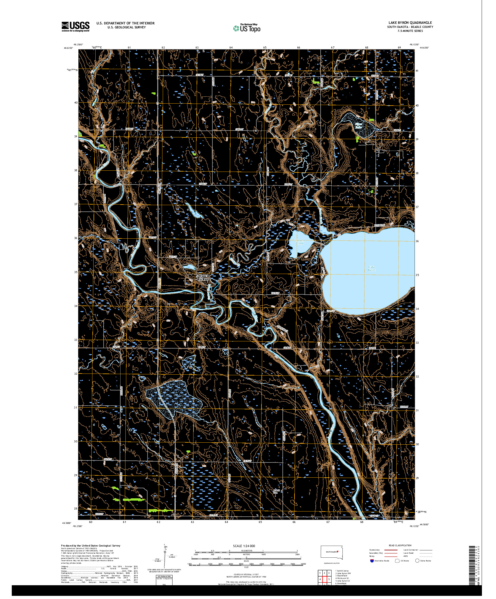 USGS US TOPO 7.5-MINUTE MAP FOR LAKE BYRON, SD 2017
