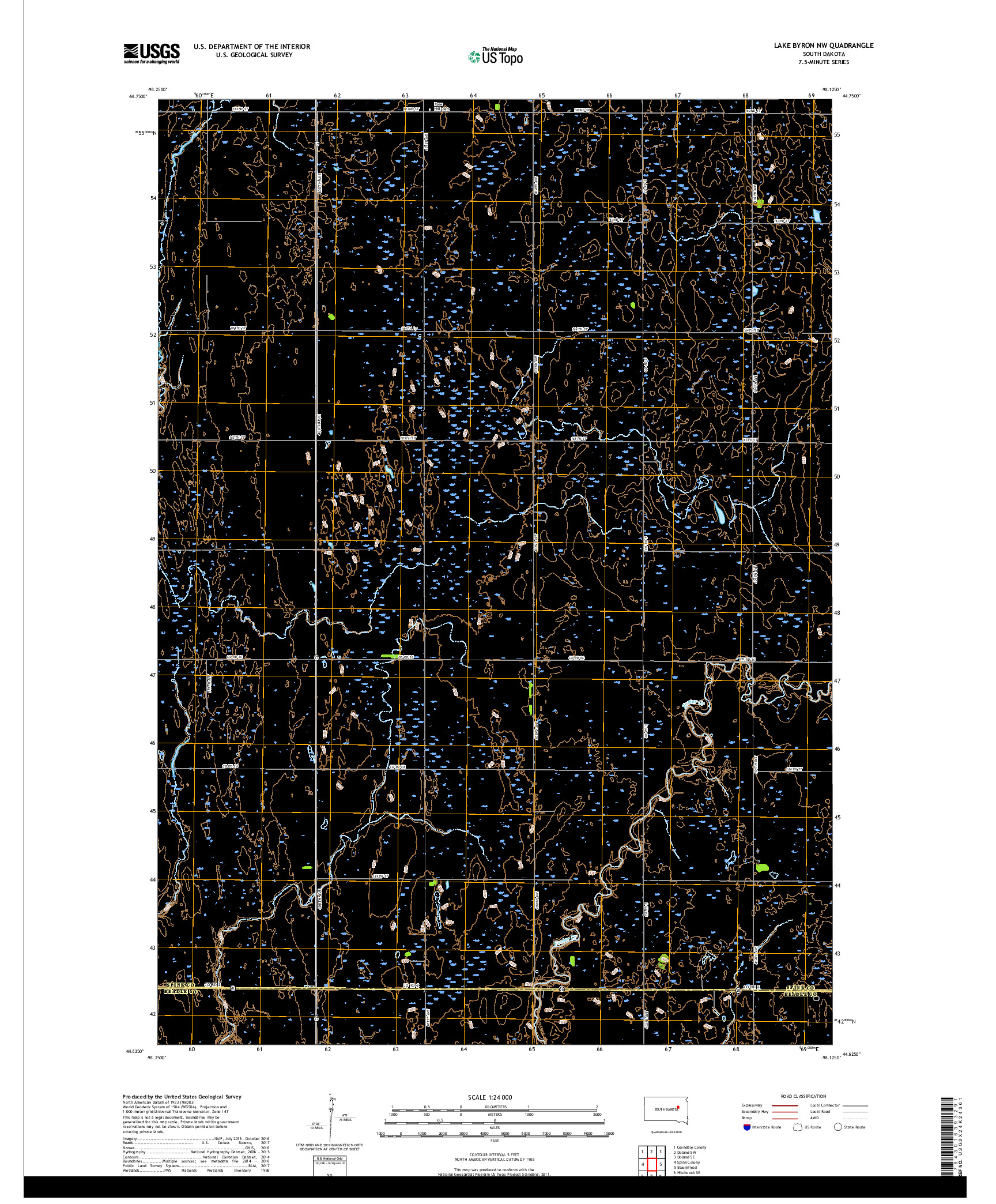 USGS US TOPO 7.5-MINUTE MAP FOR LAKE BYRON NW, SD 2017